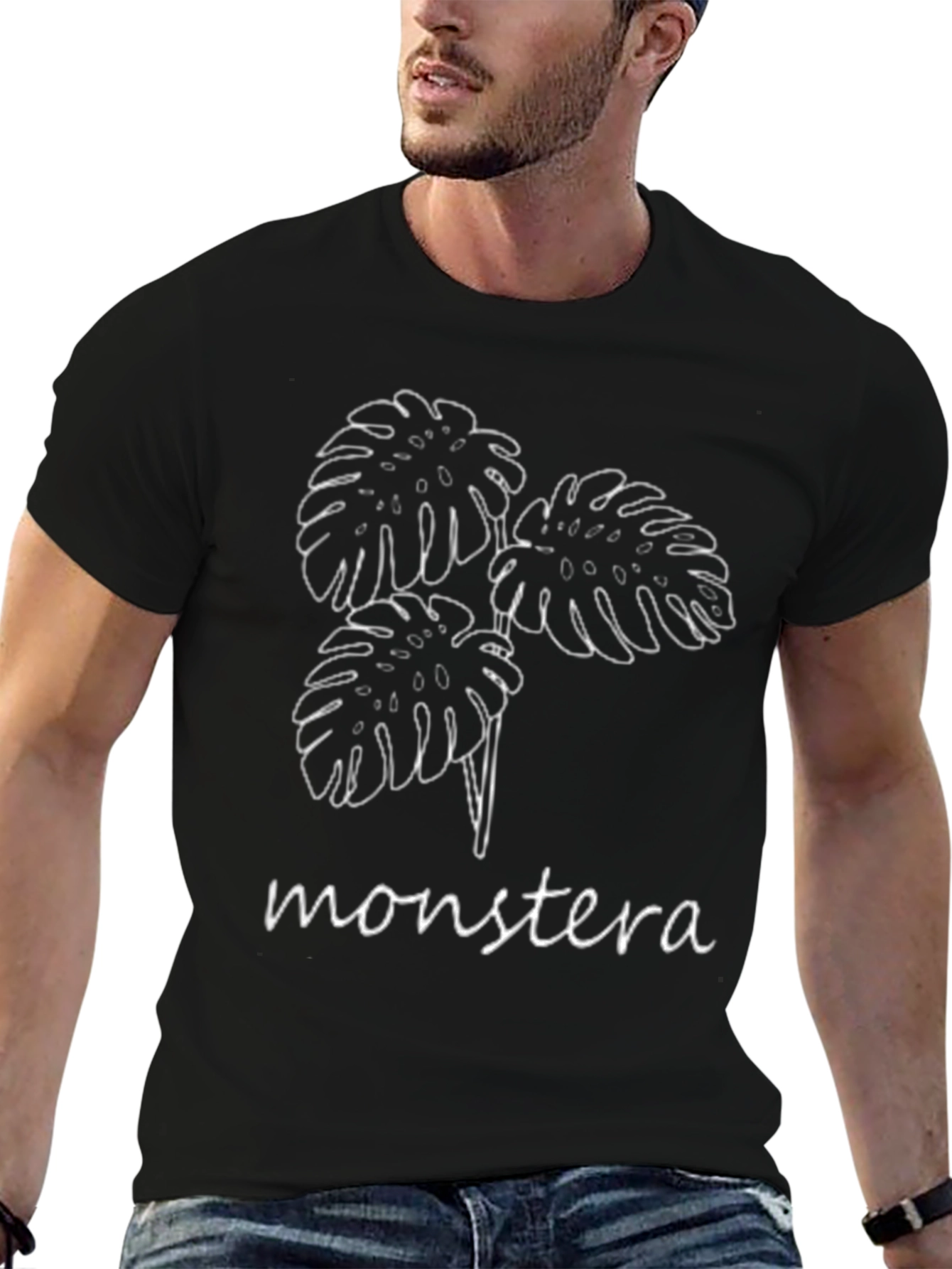 Monstera Leaf Graphic Black T-Shirt