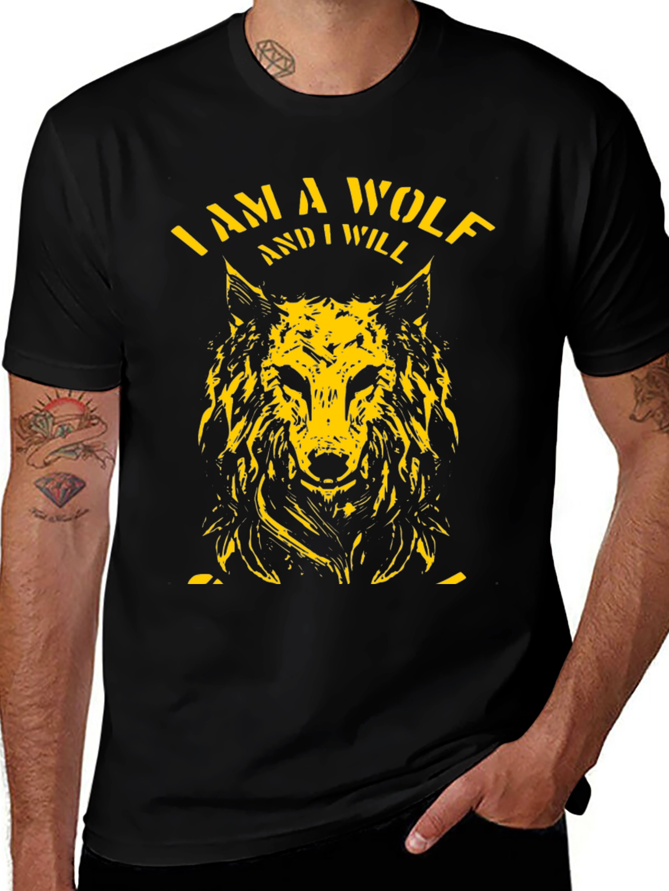 I Am A Wolf Graphic Tee - Black
