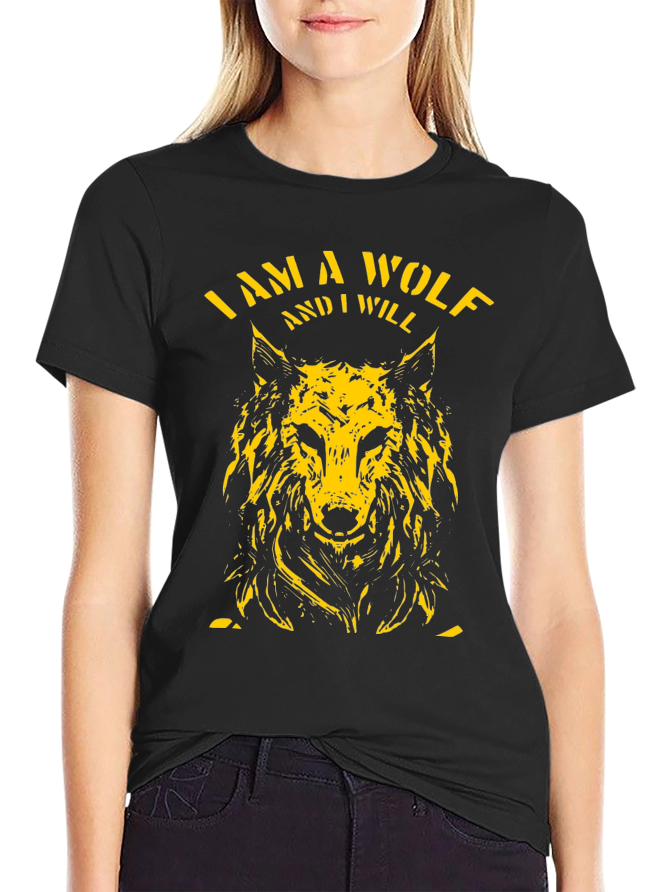 I Am A Wolf Graphic Tee - Black