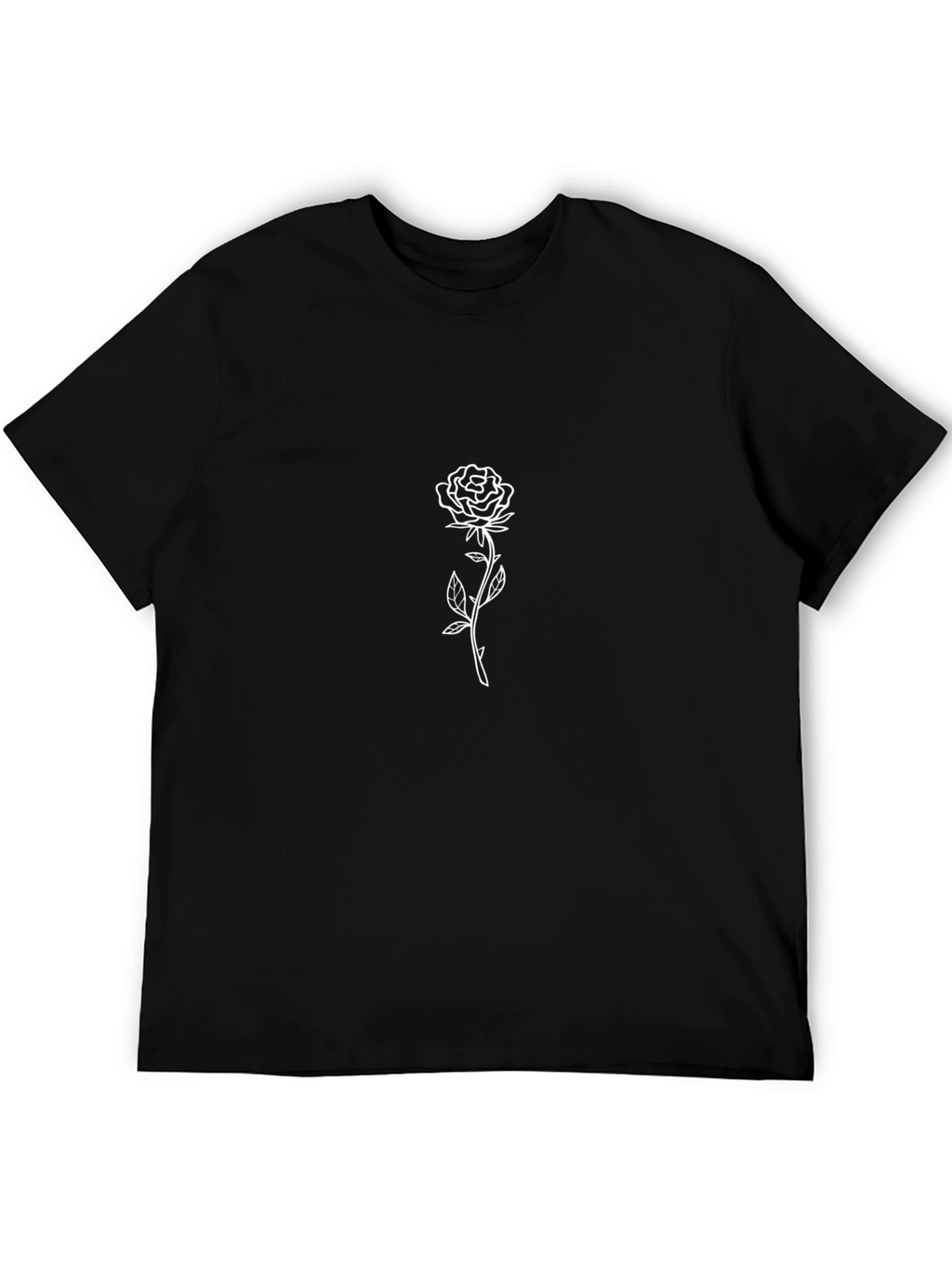 Minimalist Rose Graphic Black T-Shirt