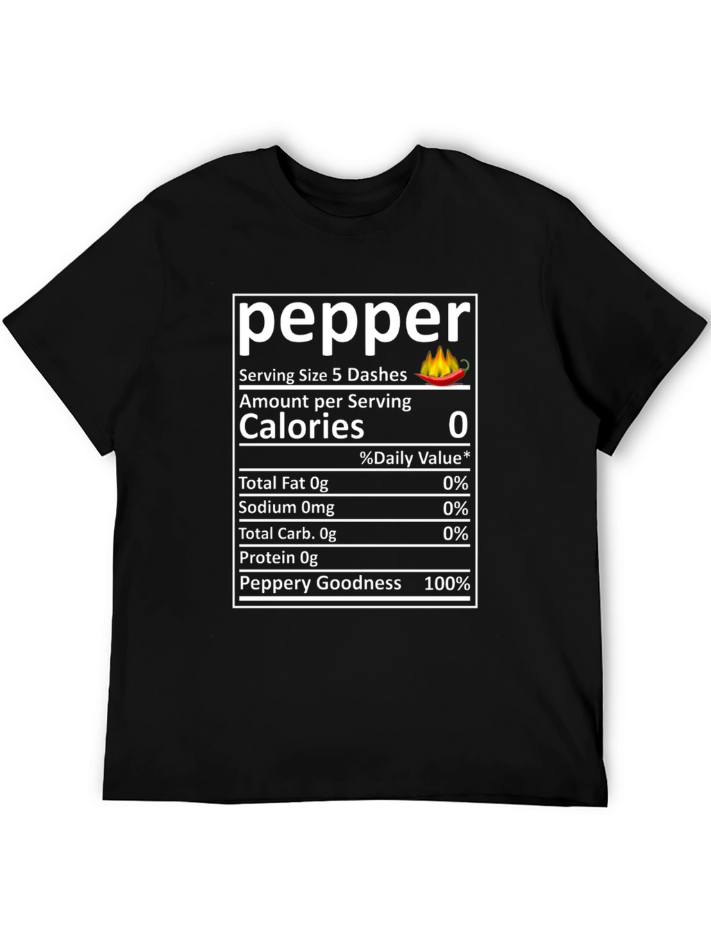 Funny Pepper Nutrition Facts Novelty T-Shirt