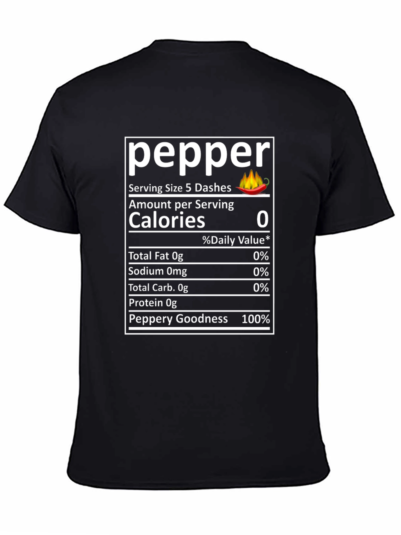 Funny Pepper Nutrition Facts Novelty T-Shirt