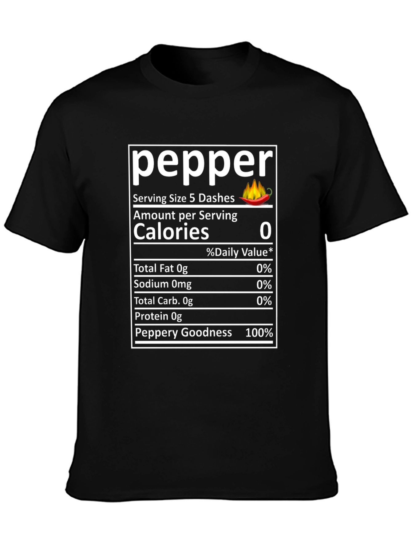Funny Pepper Nutrition Facts Novelty T-Shirt