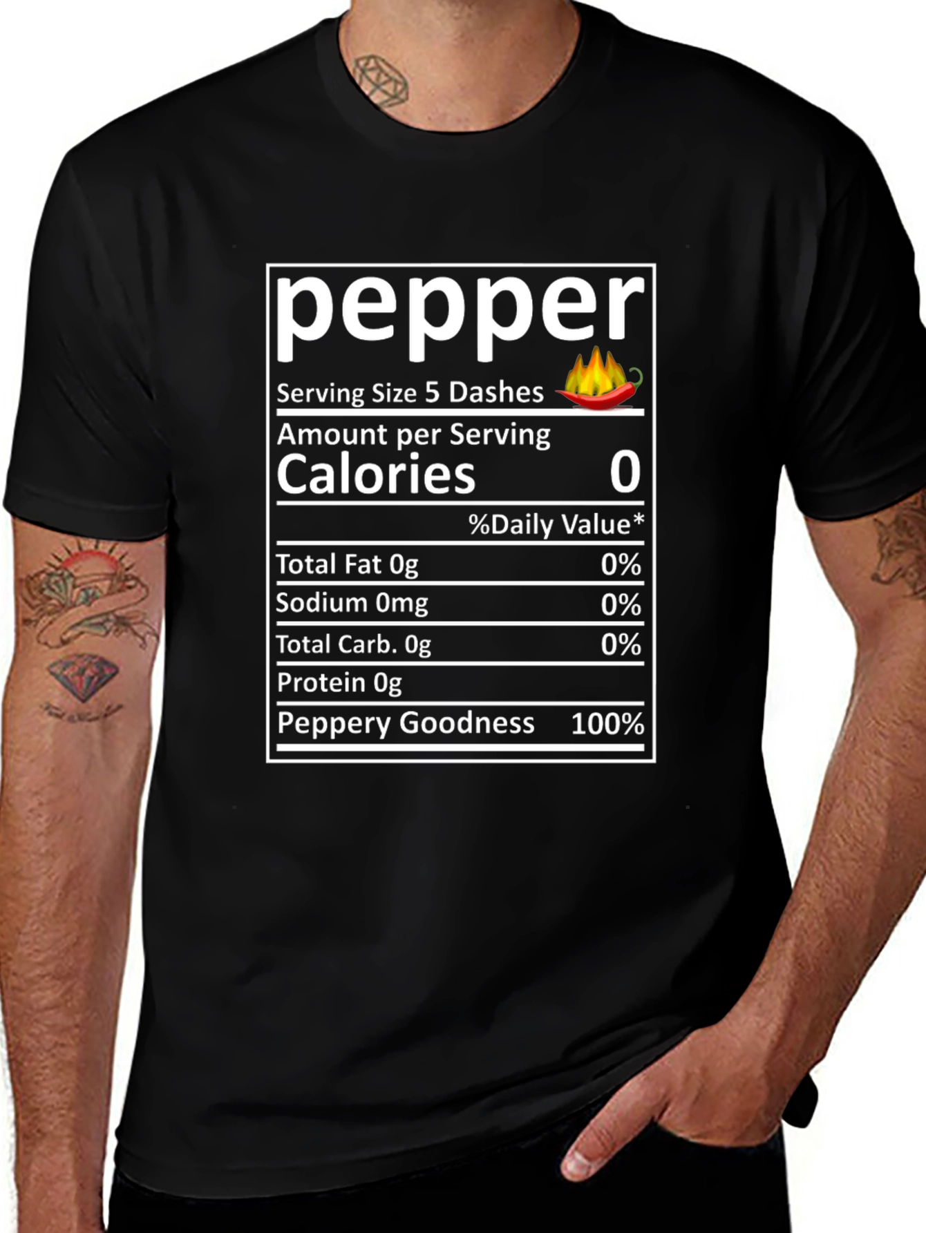 Funny Pepper Nutrition Facts Novelty T-Shirt