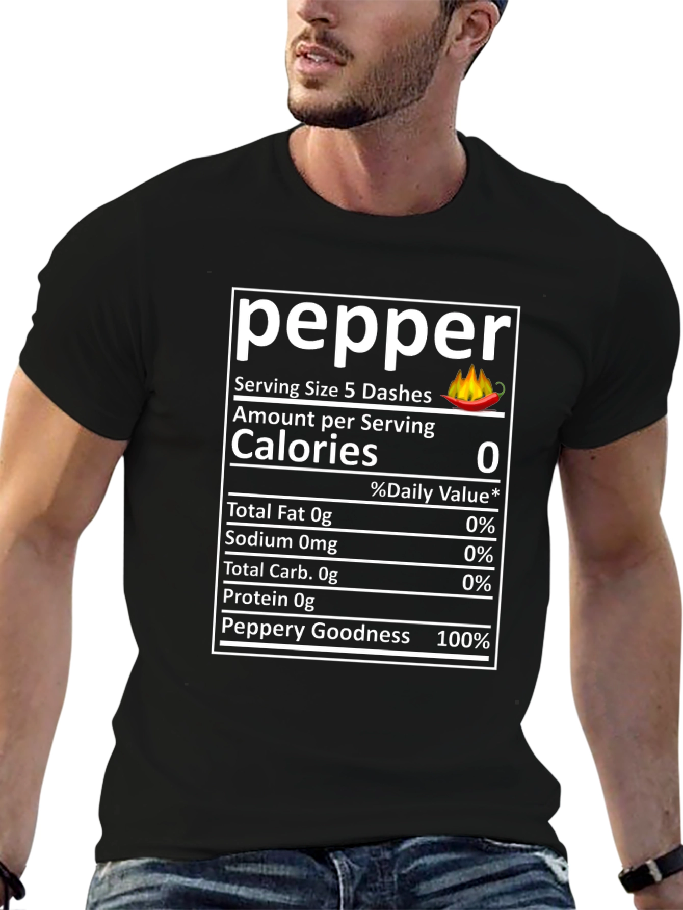 Funny Pepper Nutrition Facts Novelty T-Shirt