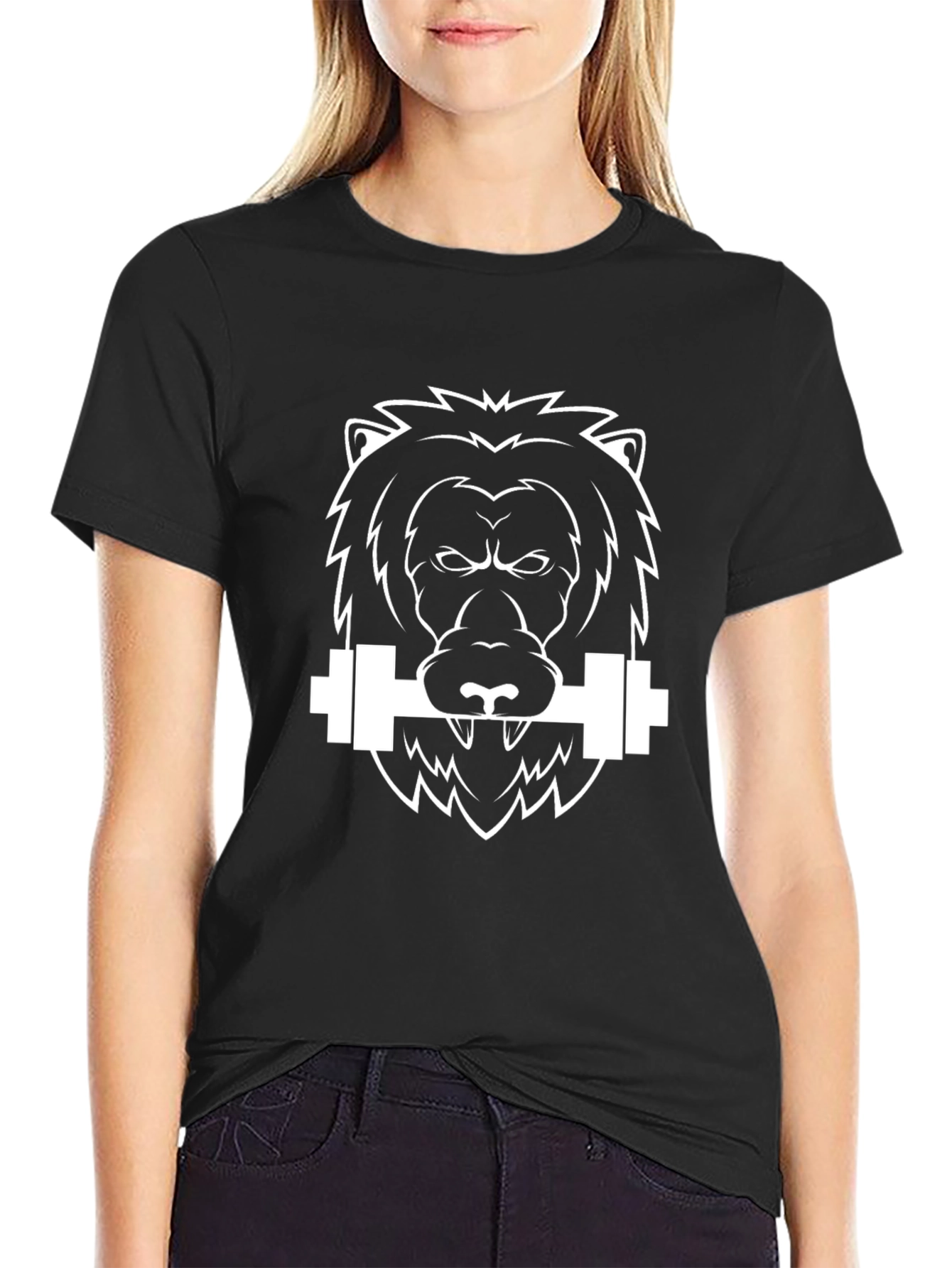 Lion Barbell T-Shirt - Black Graphic Tee