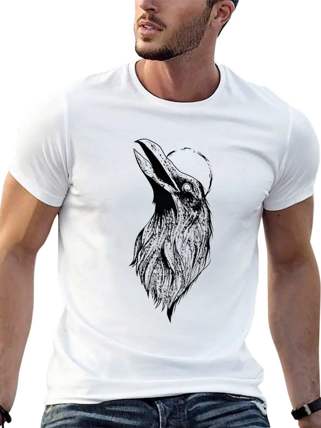 Mens Black Raven Graphic T-Shirt