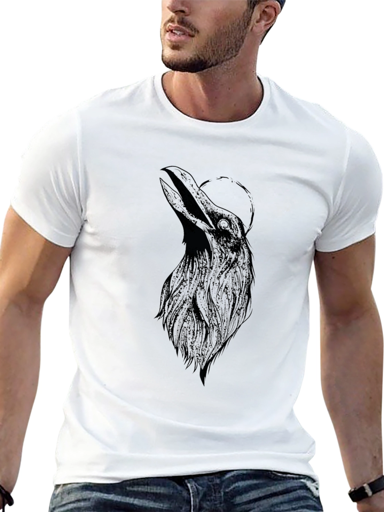 Mens Black Raven Graphic T-Shirt