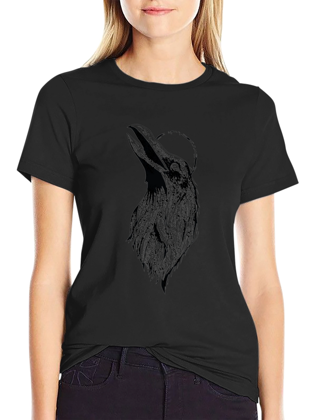 Mens Black Raven Graphic T-Shirt