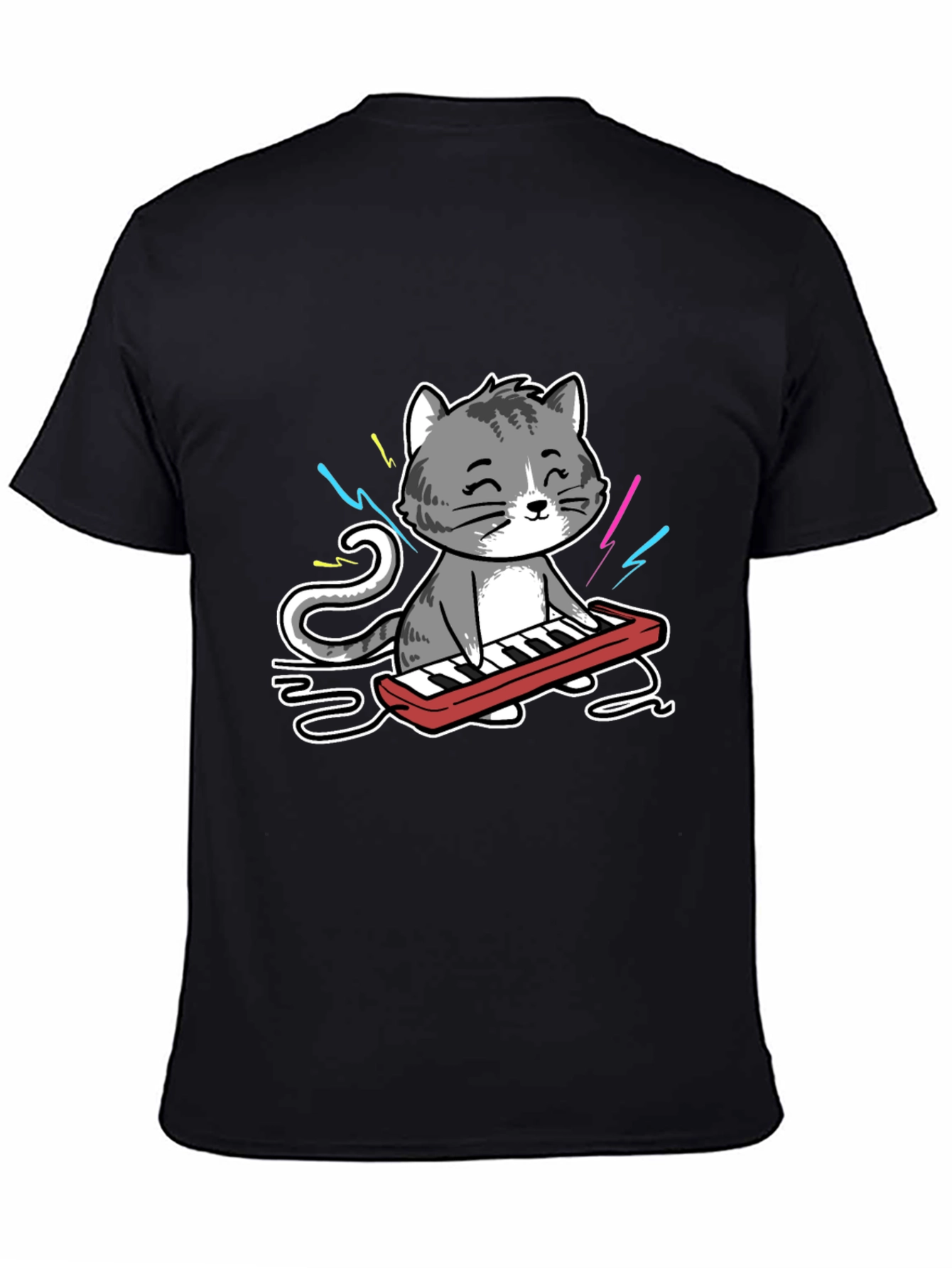 Cat Playing Keyboard Graphic T-Shirt