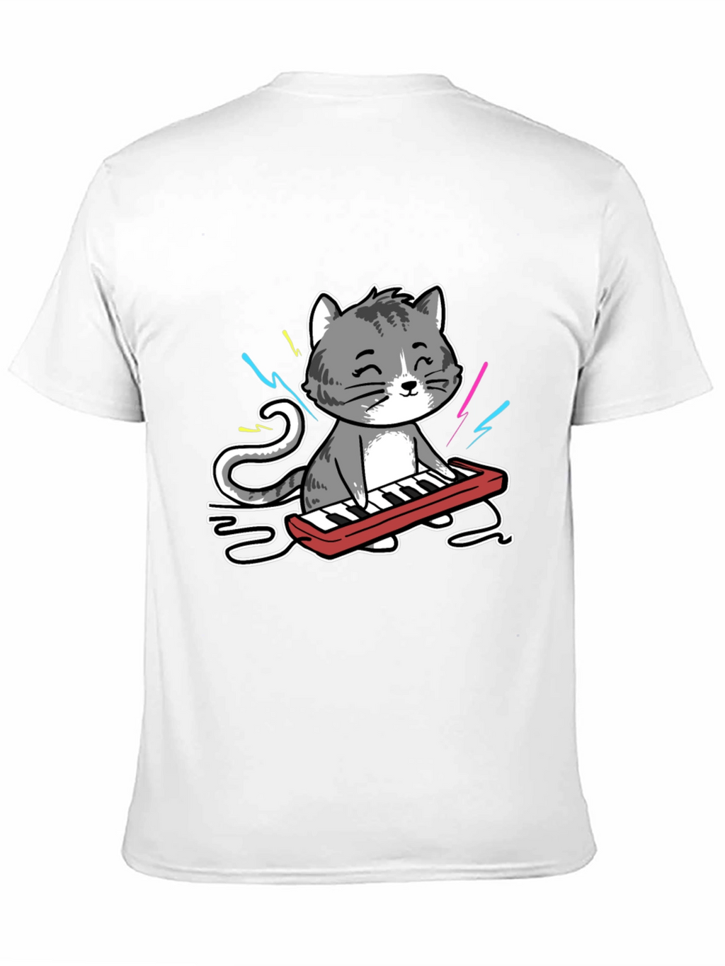 Cat Playing Keyboard Graphic T-Shirt