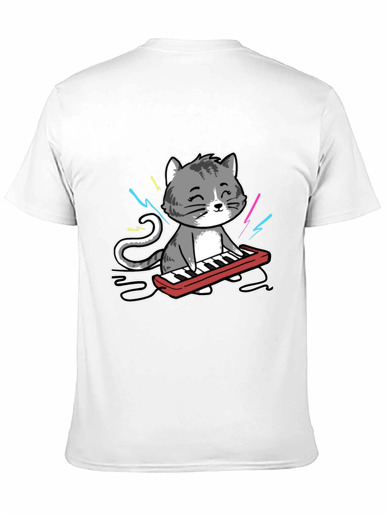 Cat Playing Keyboard Graphic T-Shirt