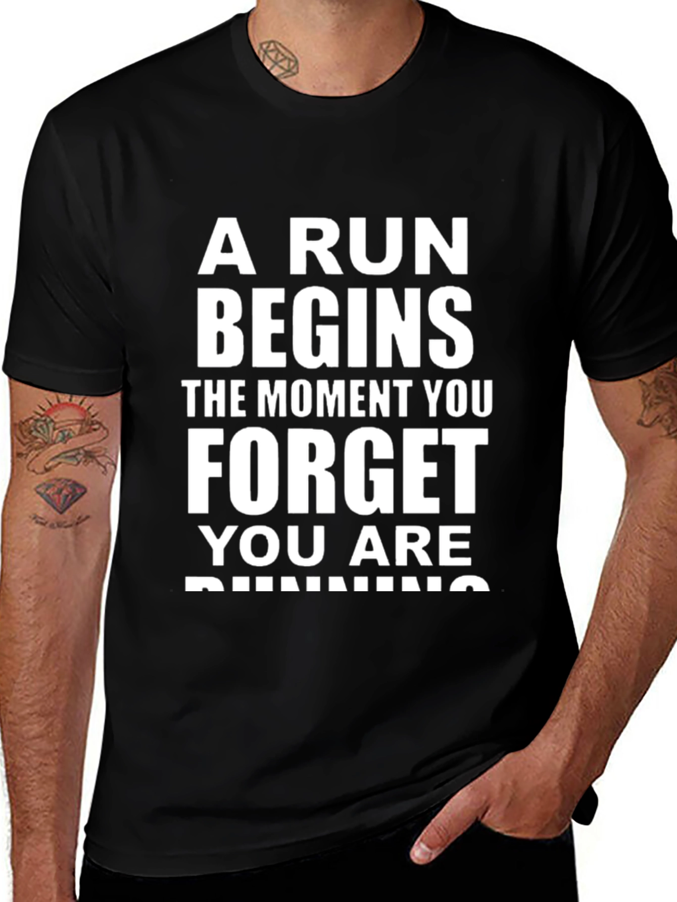 Inspirational Running T-Shirt - A Run Begins When You Forget