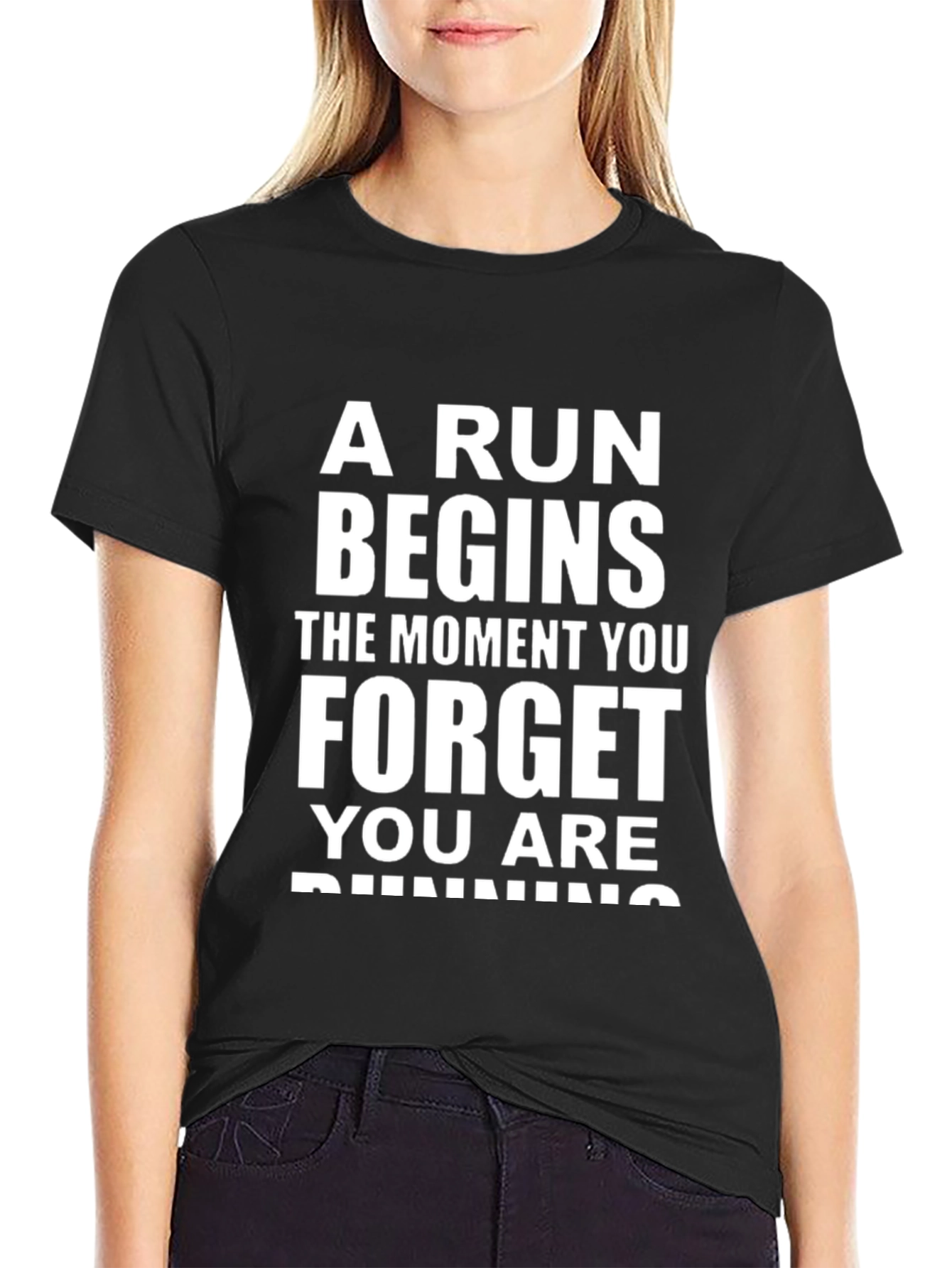 Inspirational Running T-Shirt - A Run Begins When You Forget