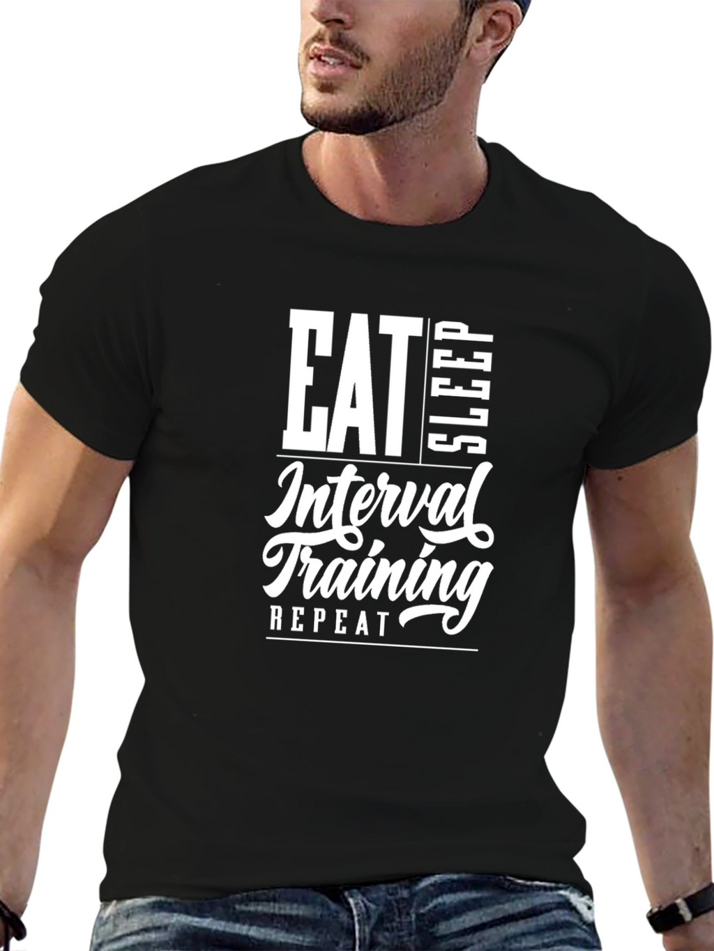 Eat Sleep Interval Training Repeat Black T-Shirt
