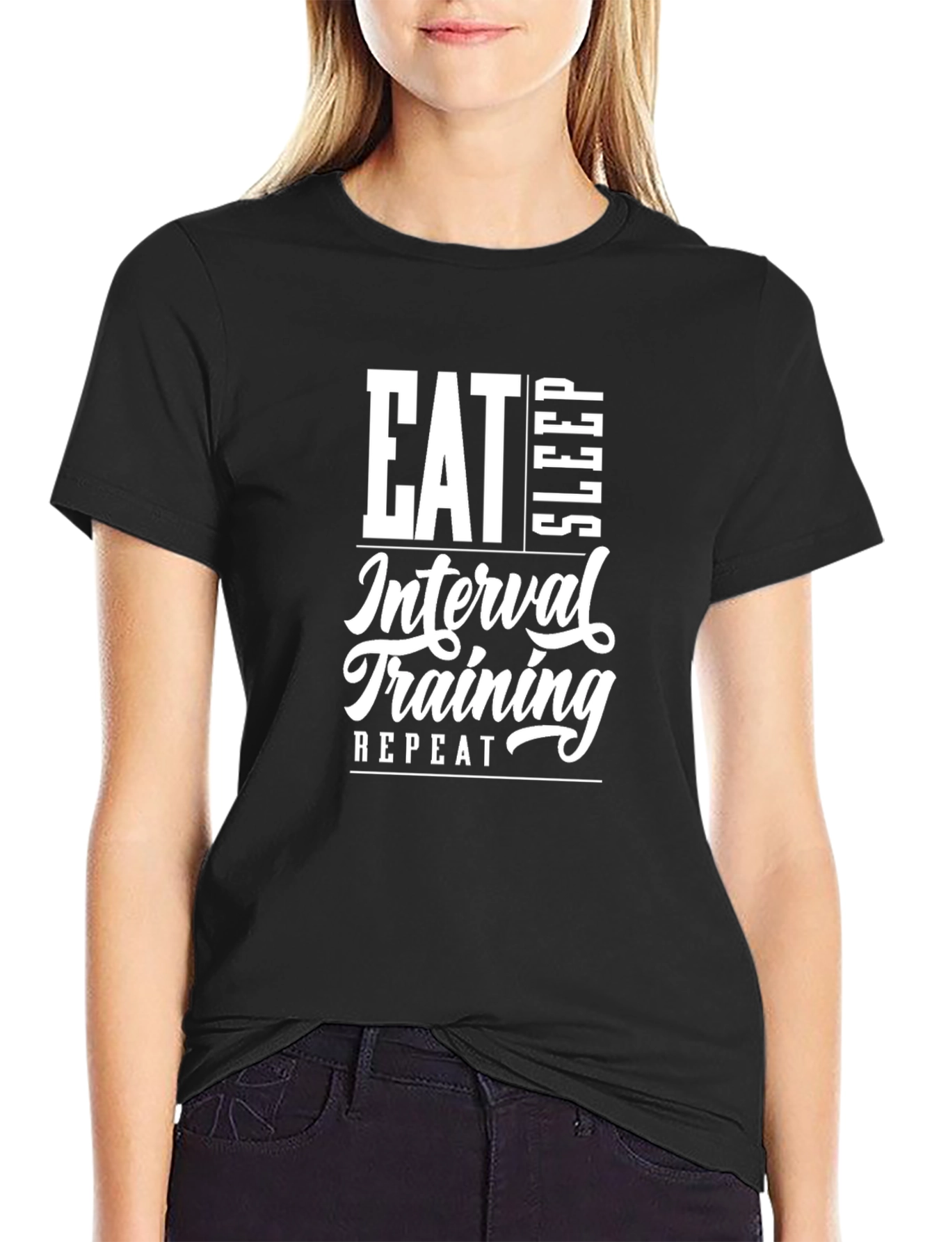 Eat Sleep Interval Training Repeat Black T-Shirt