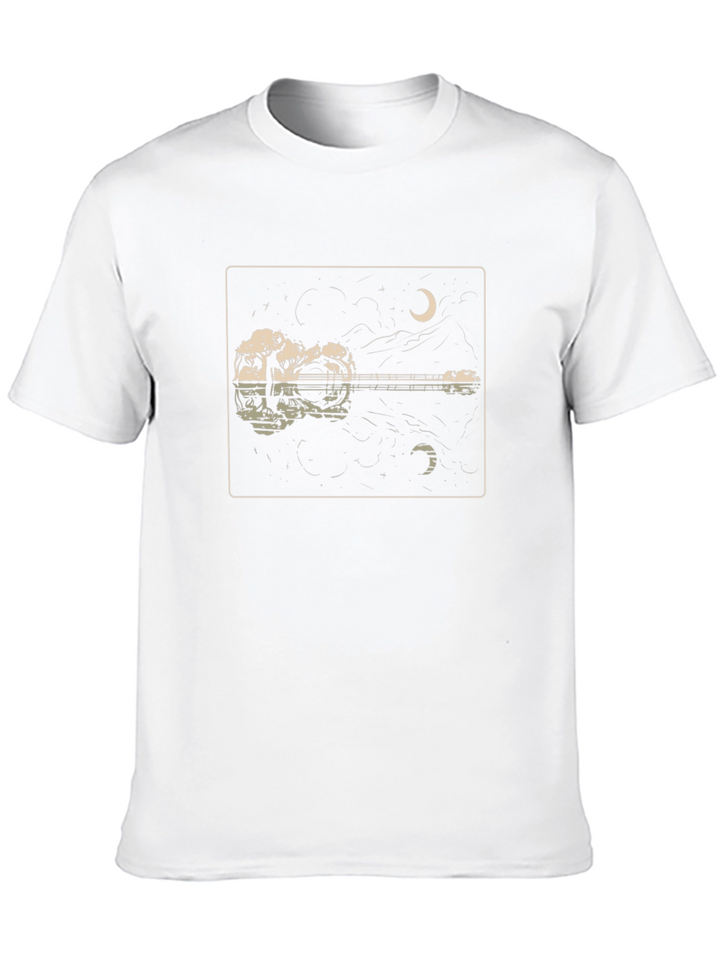 Guitar Reflection Graphic Tee - Moonlit Serenade