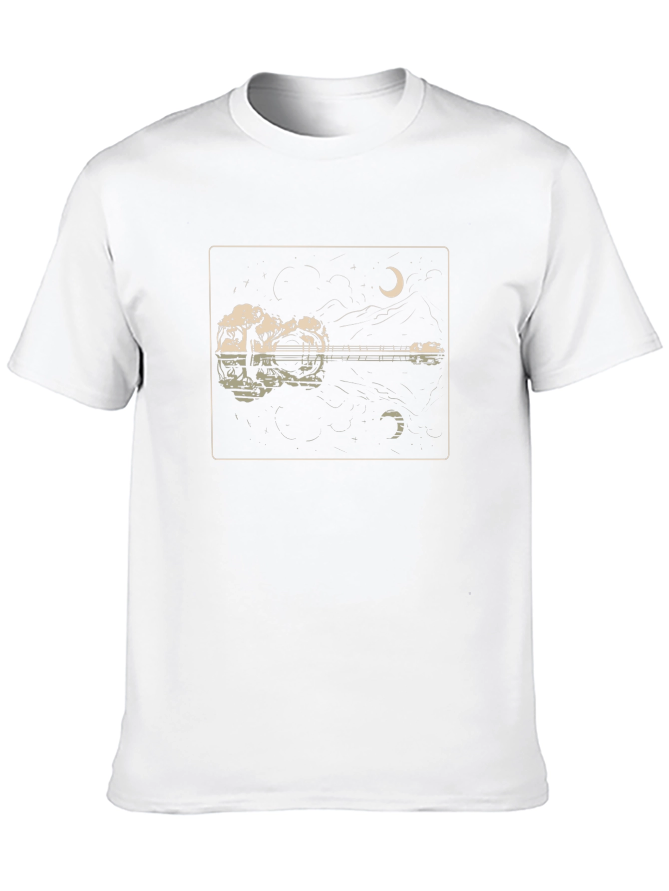 Guitar Reflection Graphic Tee - Moonlit Serenade