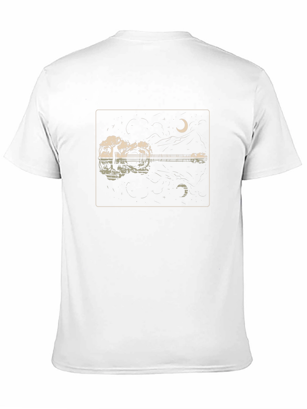 Guitar Reflection Graphic Tee - Moonlit Serenade