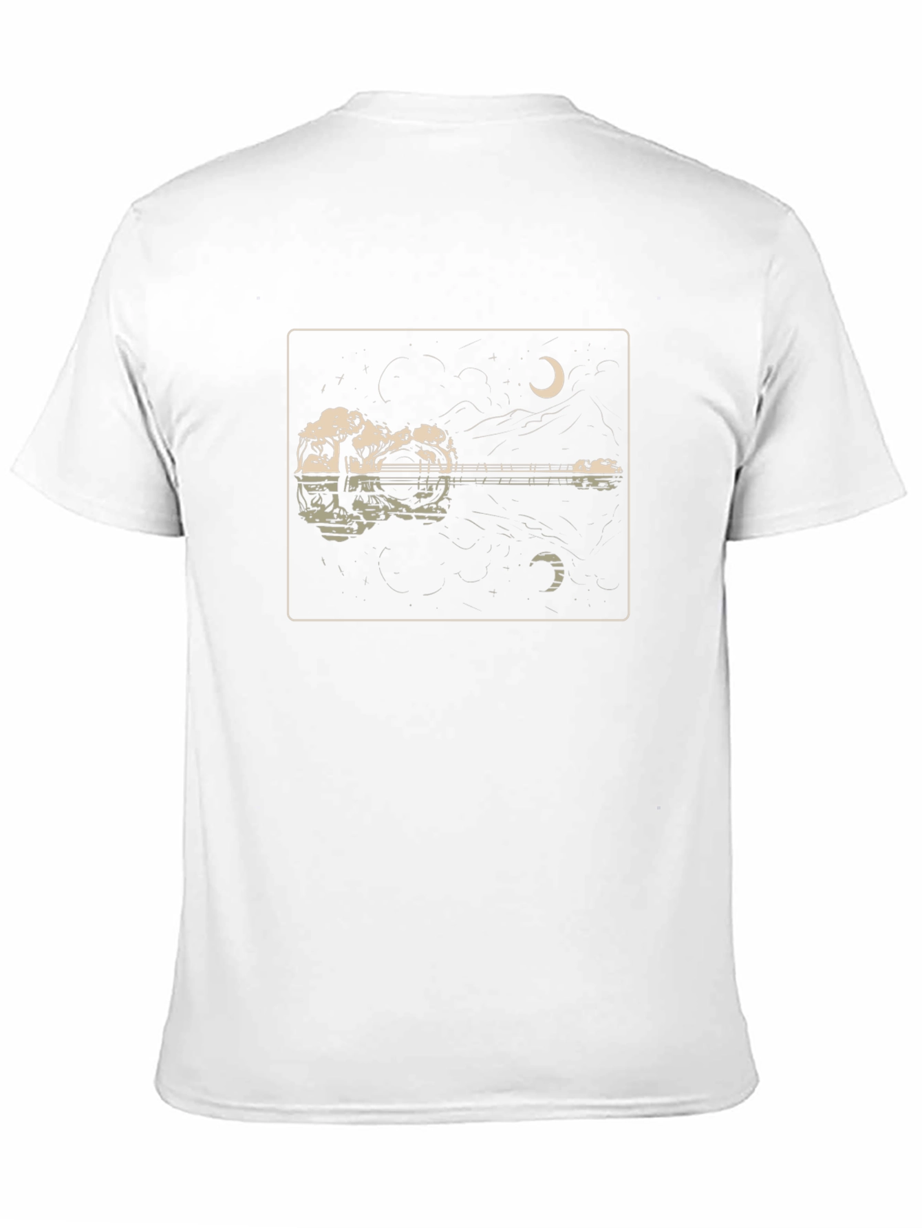 Guitar Reflection Graphic Tee - Moonlit Serenade