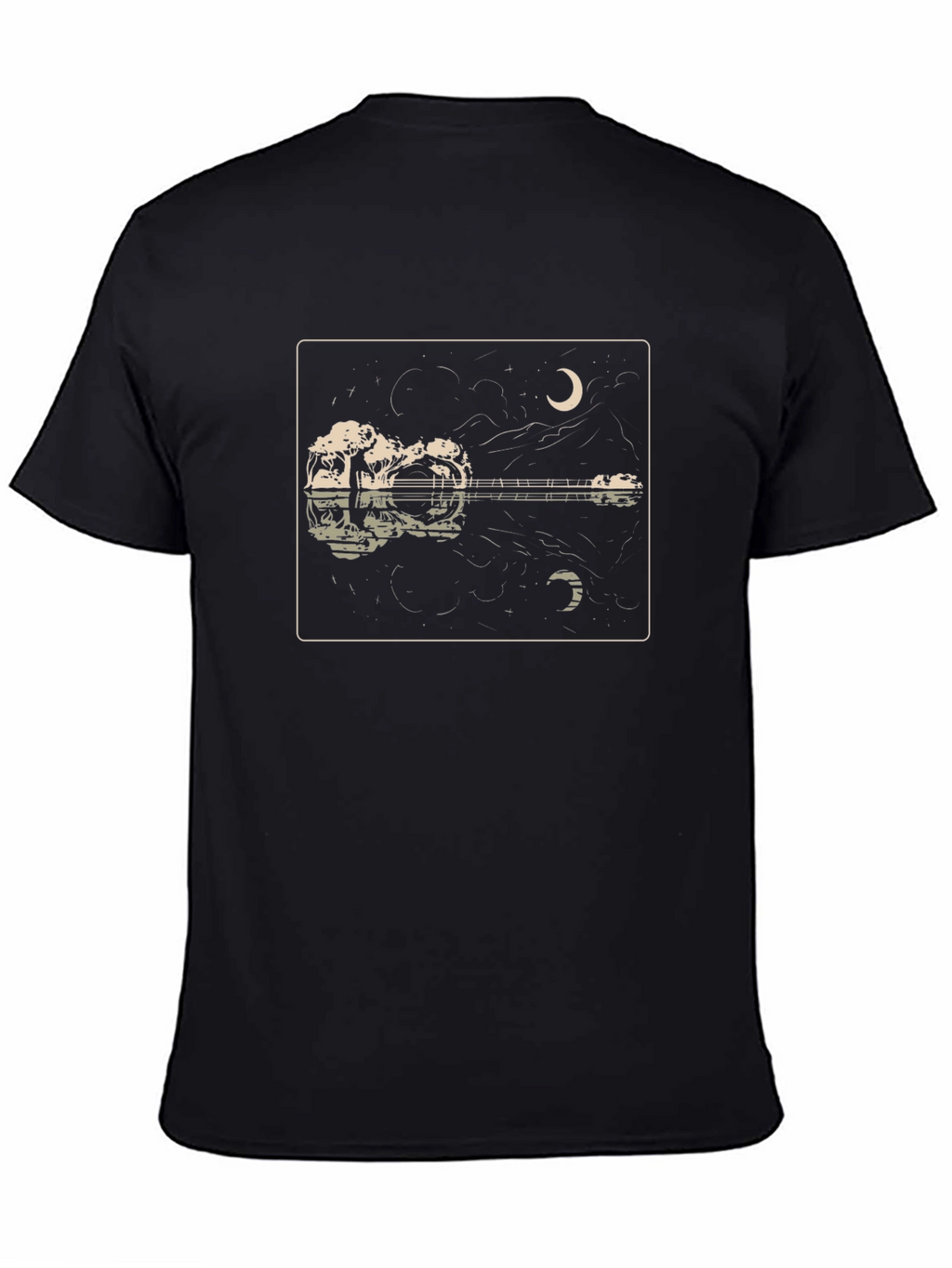Guitar Reflection Graphic Tee - Moonlit Serenade