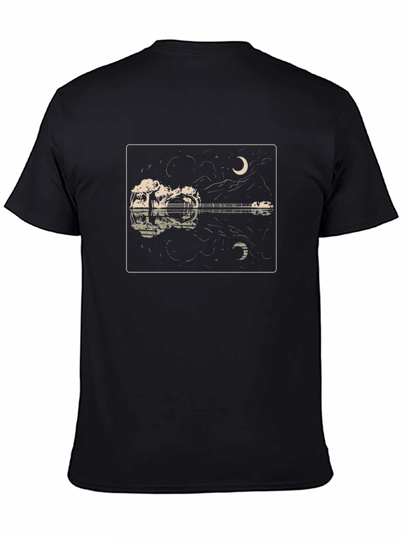 Guitar Reflection Graphic Tee - Moonlit Serenade