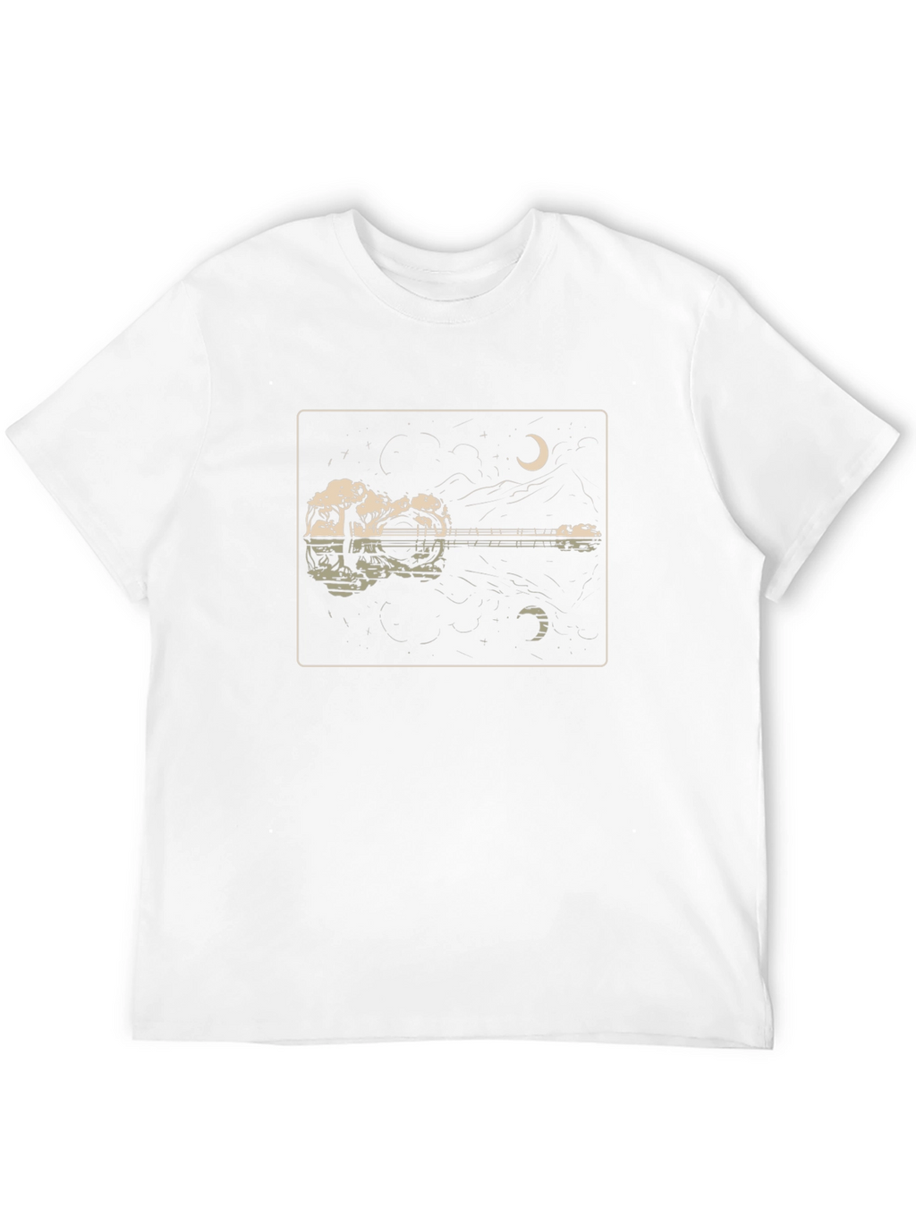 Guitar Reflection Graphic Tee - Moonlit Serenade