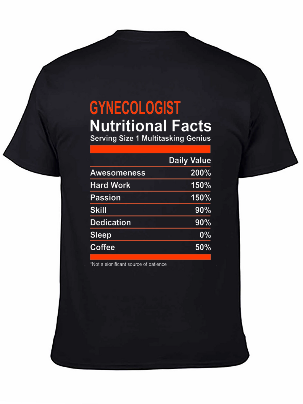 Gynecologist Nutritional Facts Graphic Tee