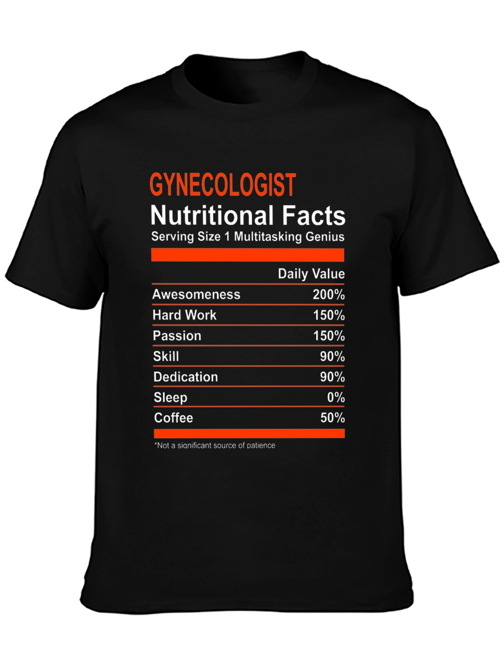 Gynecologist Nutritional Facts Graphic Tee