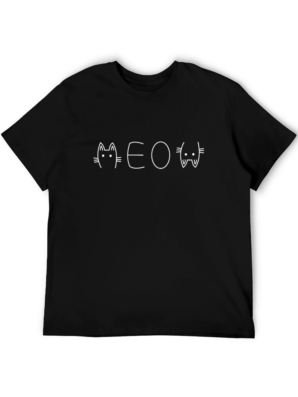 Meow Cat Graphic T-Shirt - Black
