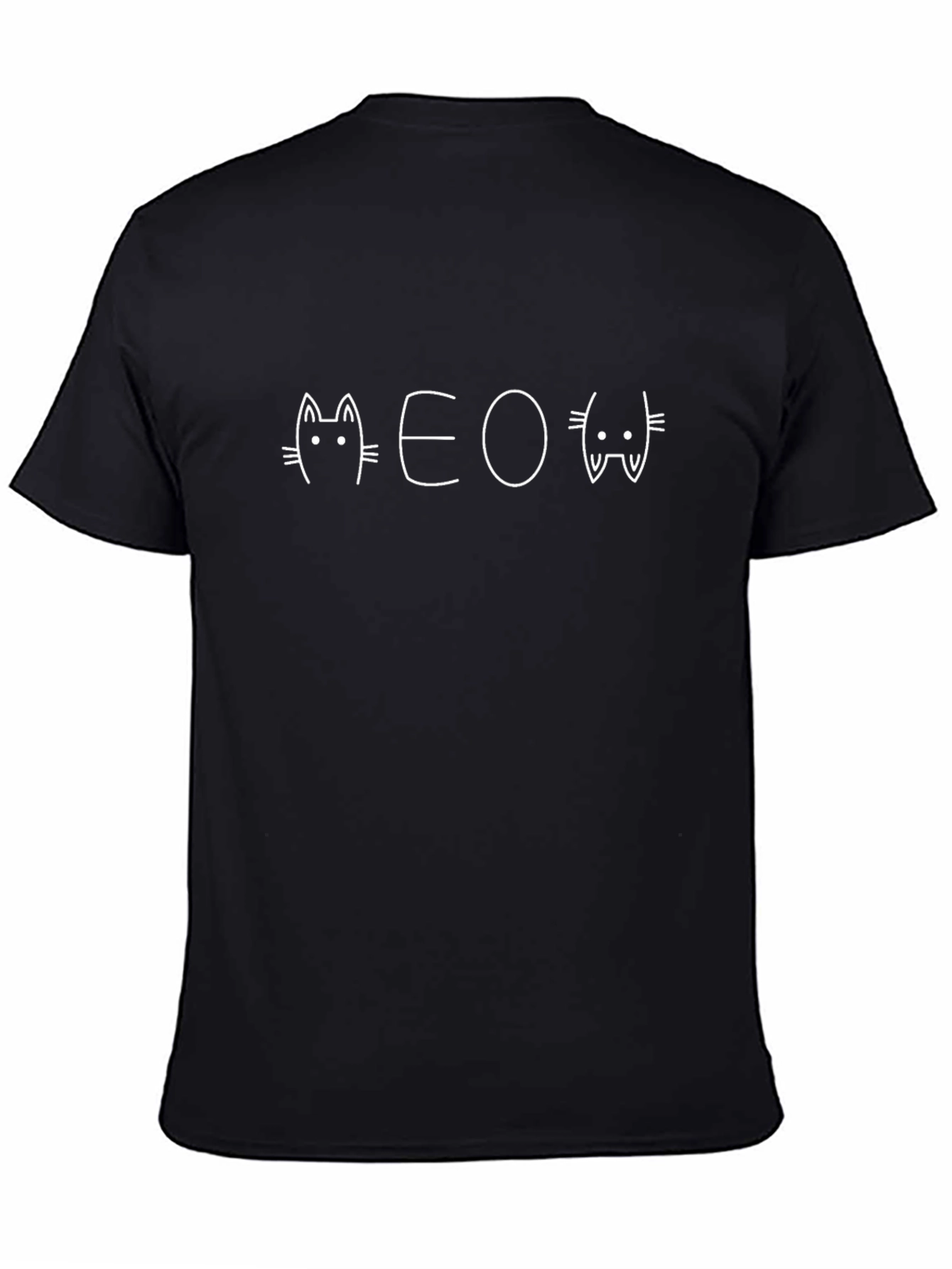 Meow Cat Graphic T-Shirt - Black