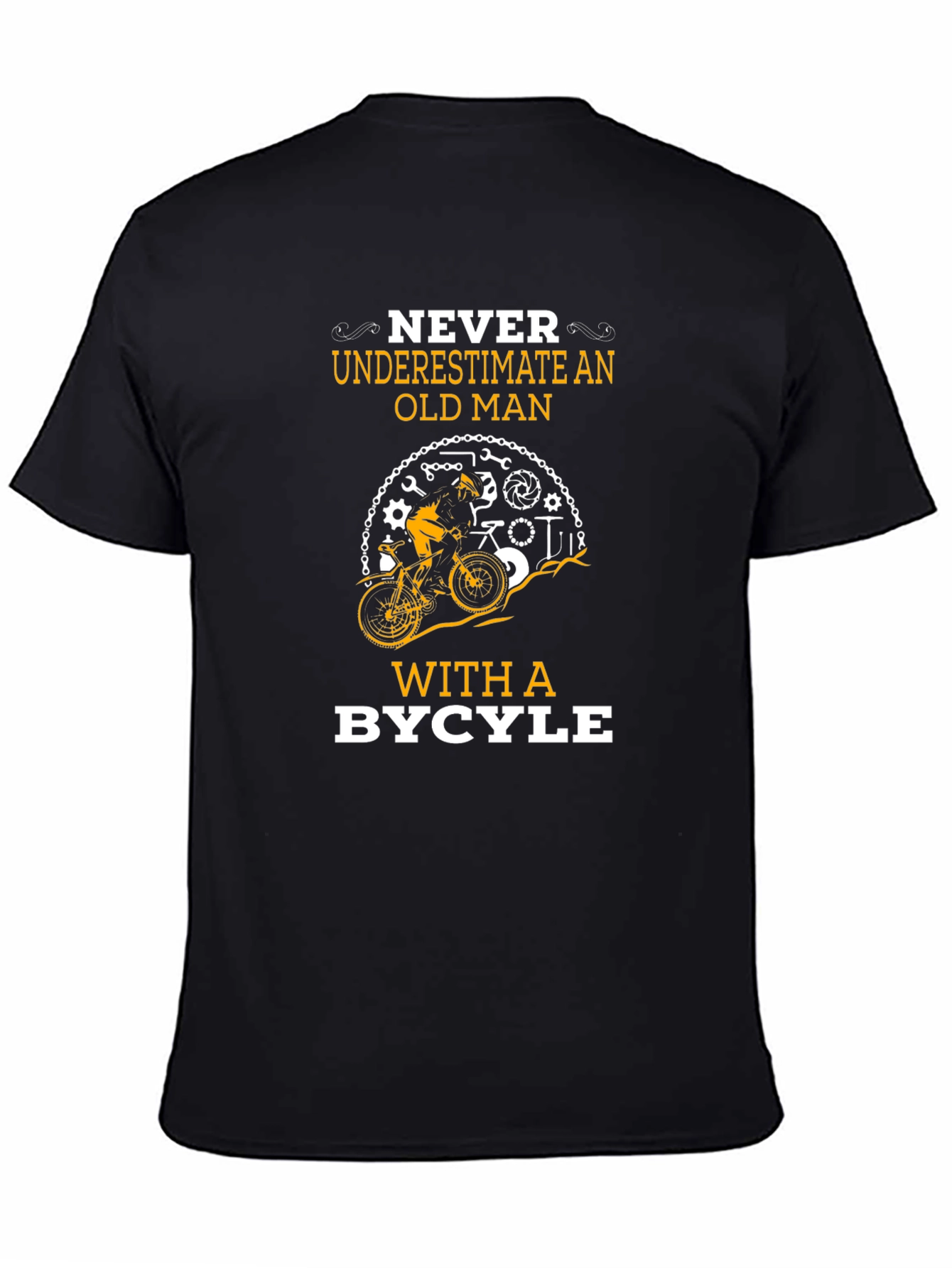 Never Underestimate Old Man with Bicycle Graphic Tee