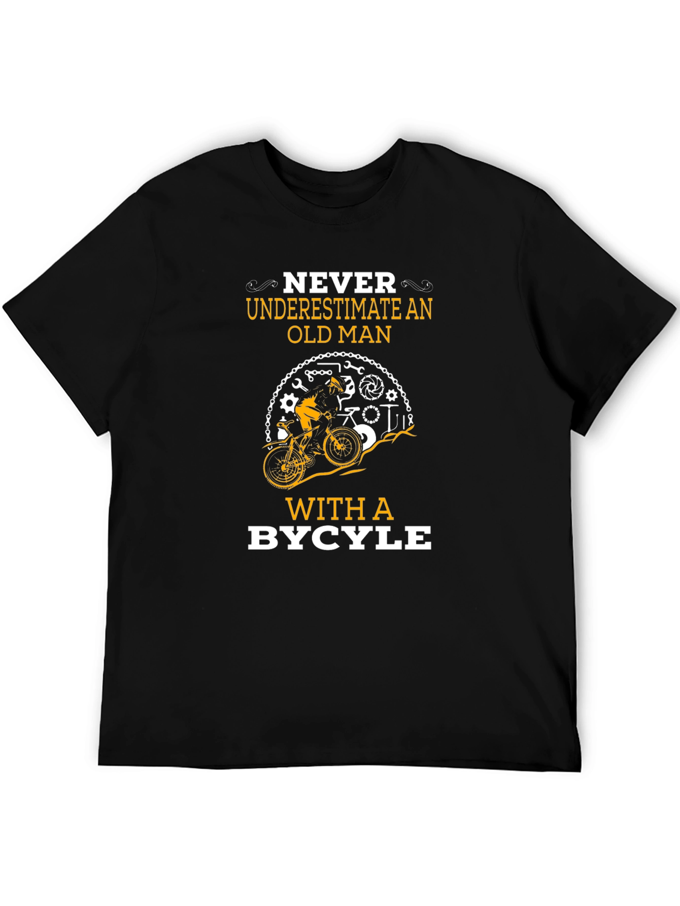 Never Underestimate Old Man with Bicycle Graphic Tee