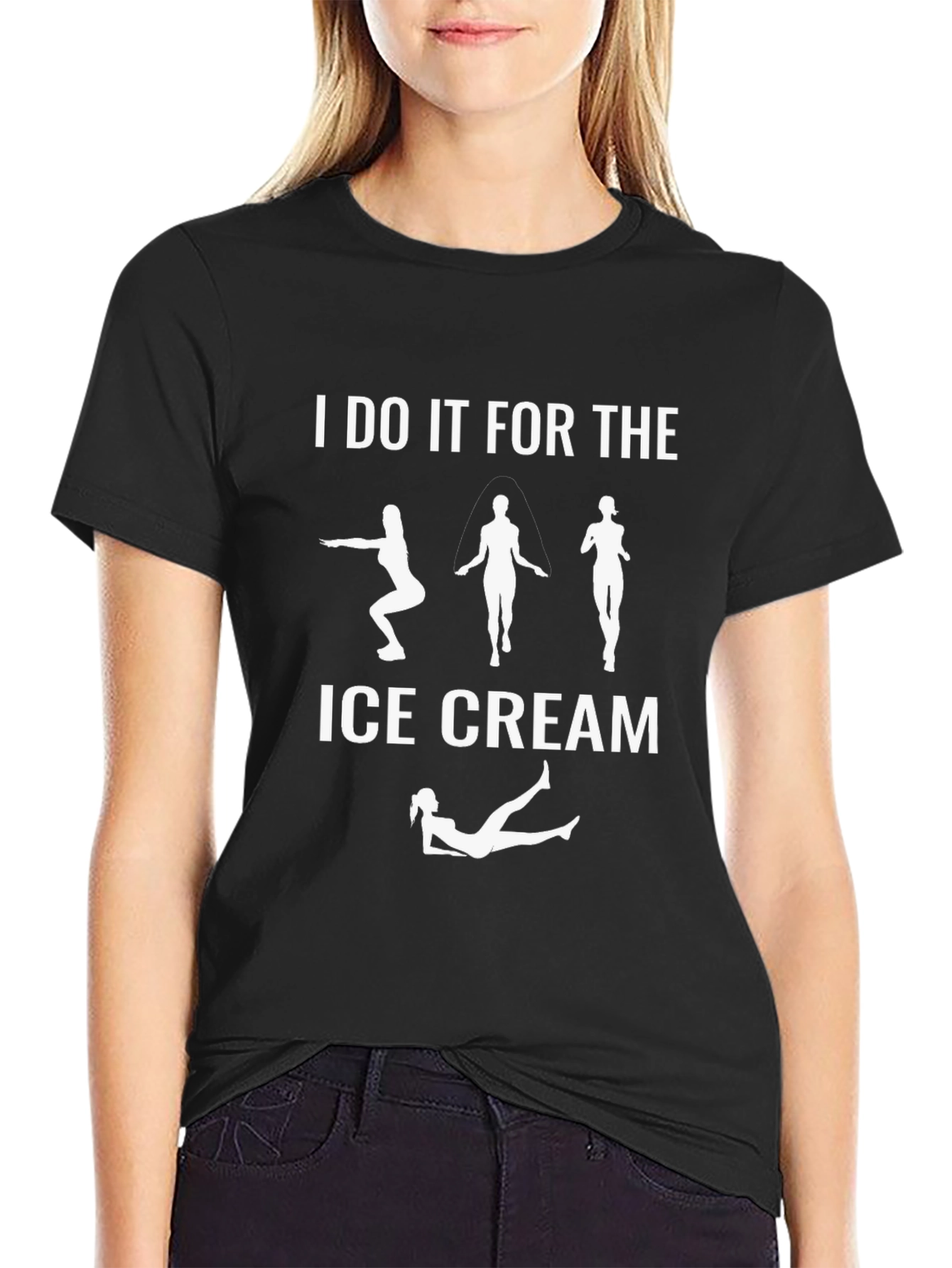 I Do It For The Ice Cream Black T-Shirt