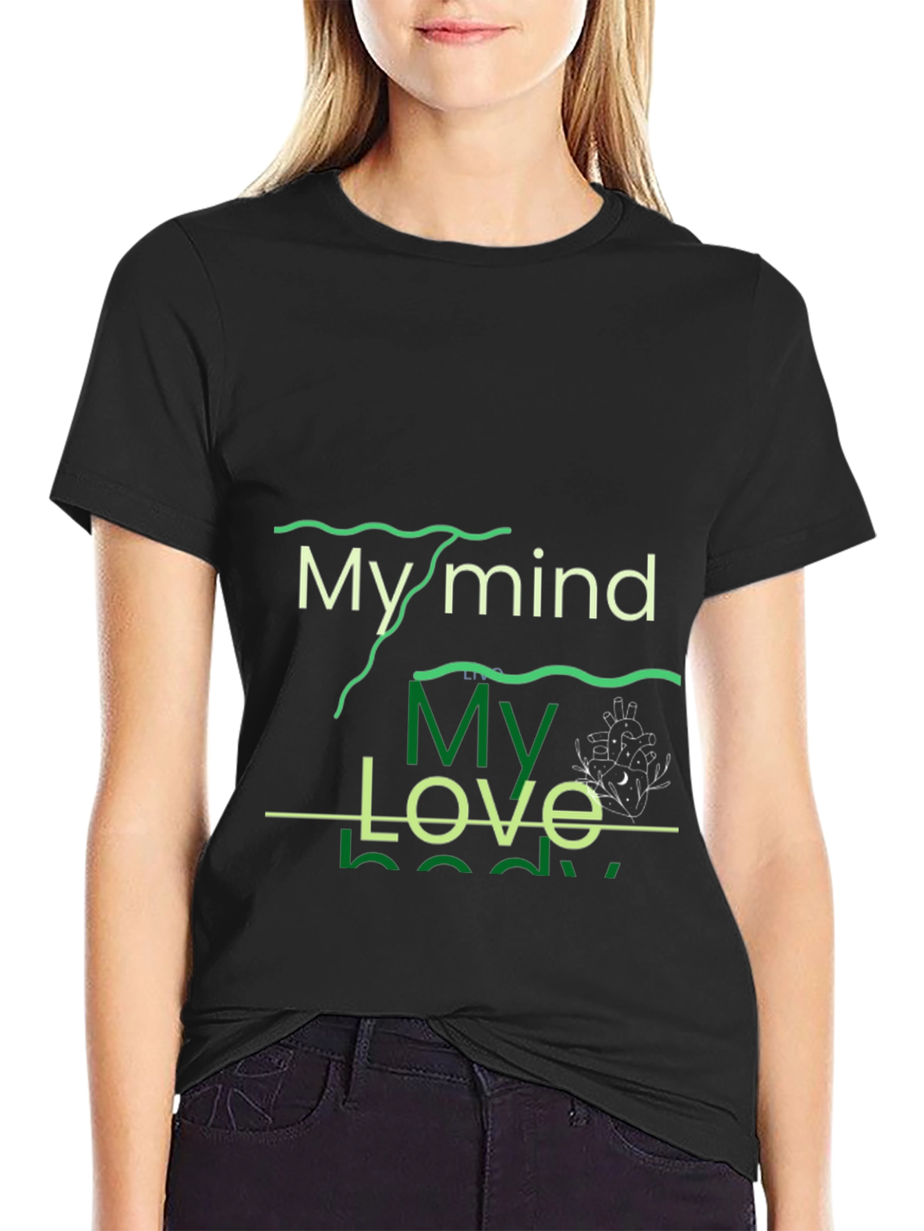 Mind Love Body Graphic Tee - Black