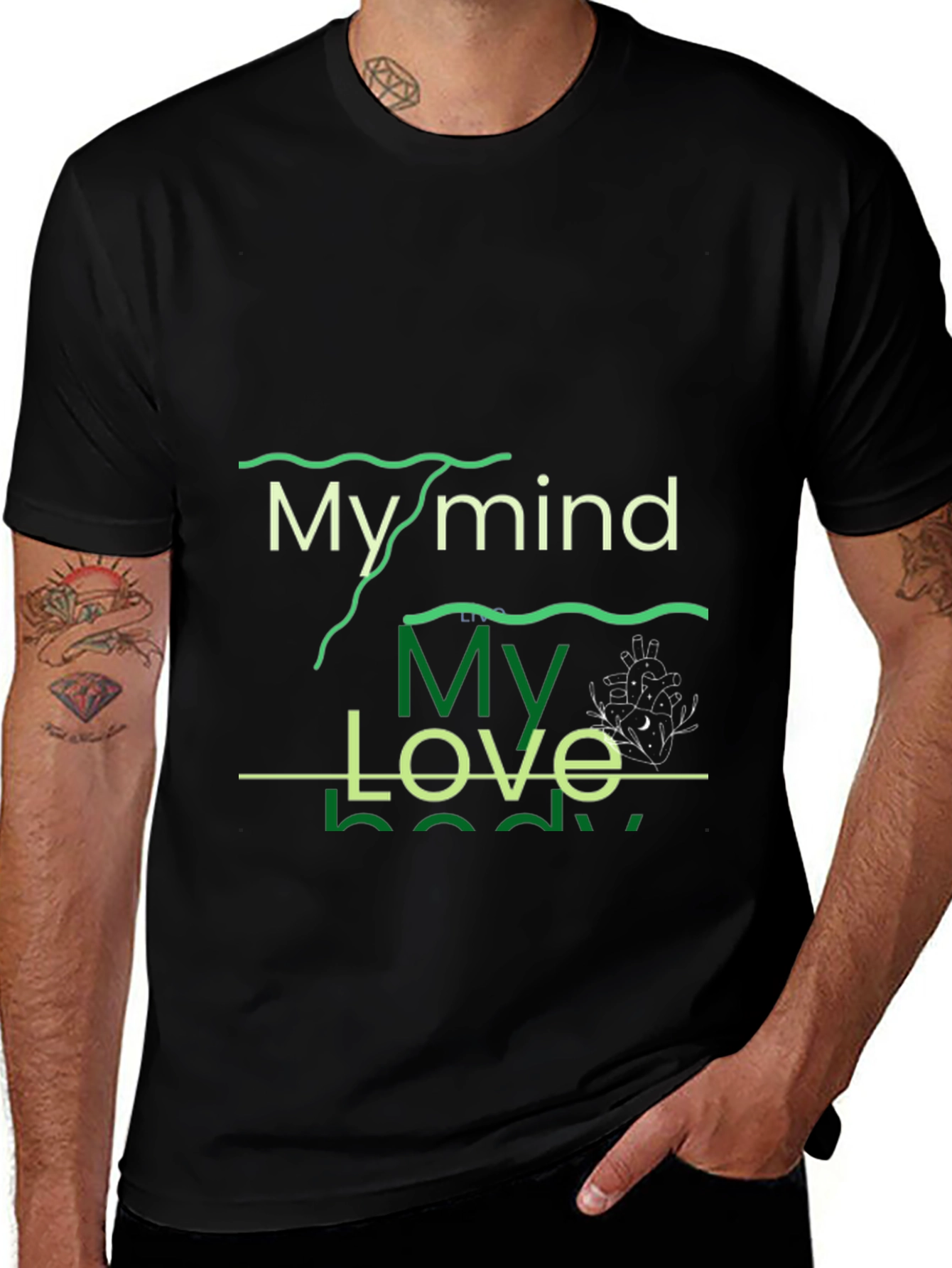 Mind Love Body Graphic Tee - Black