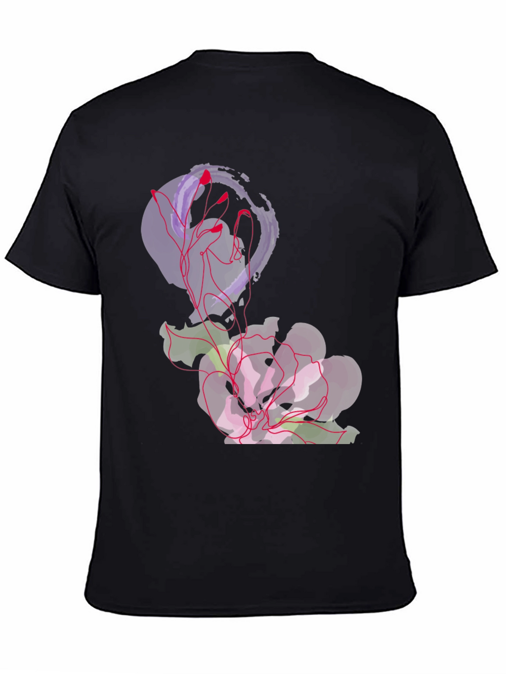 Abstract Floral Graphic Tee - Black