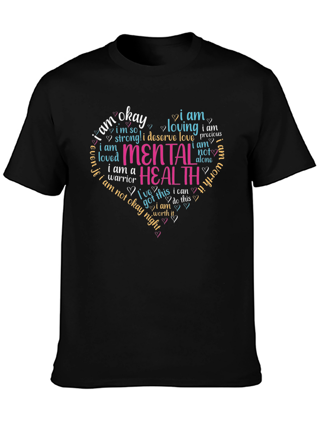 Mental Health Awareness Heart T-Shirt - Black