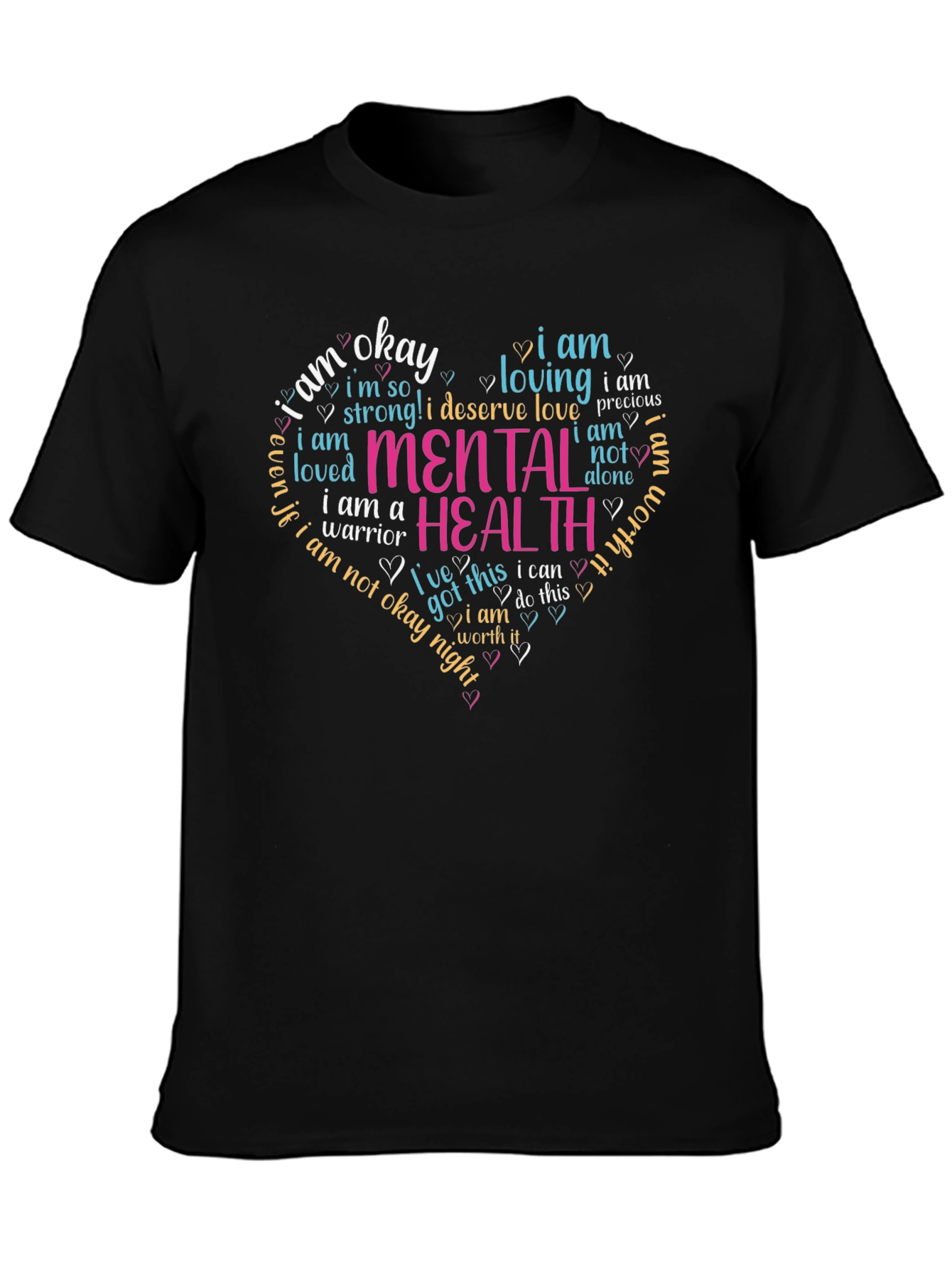 Mental Health Awareness Heart T-Shirt - Black