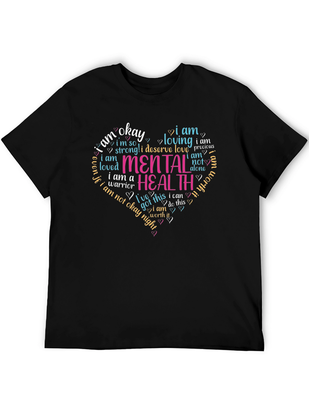 Mental Health Awareness Heart T-Shirt - Black
