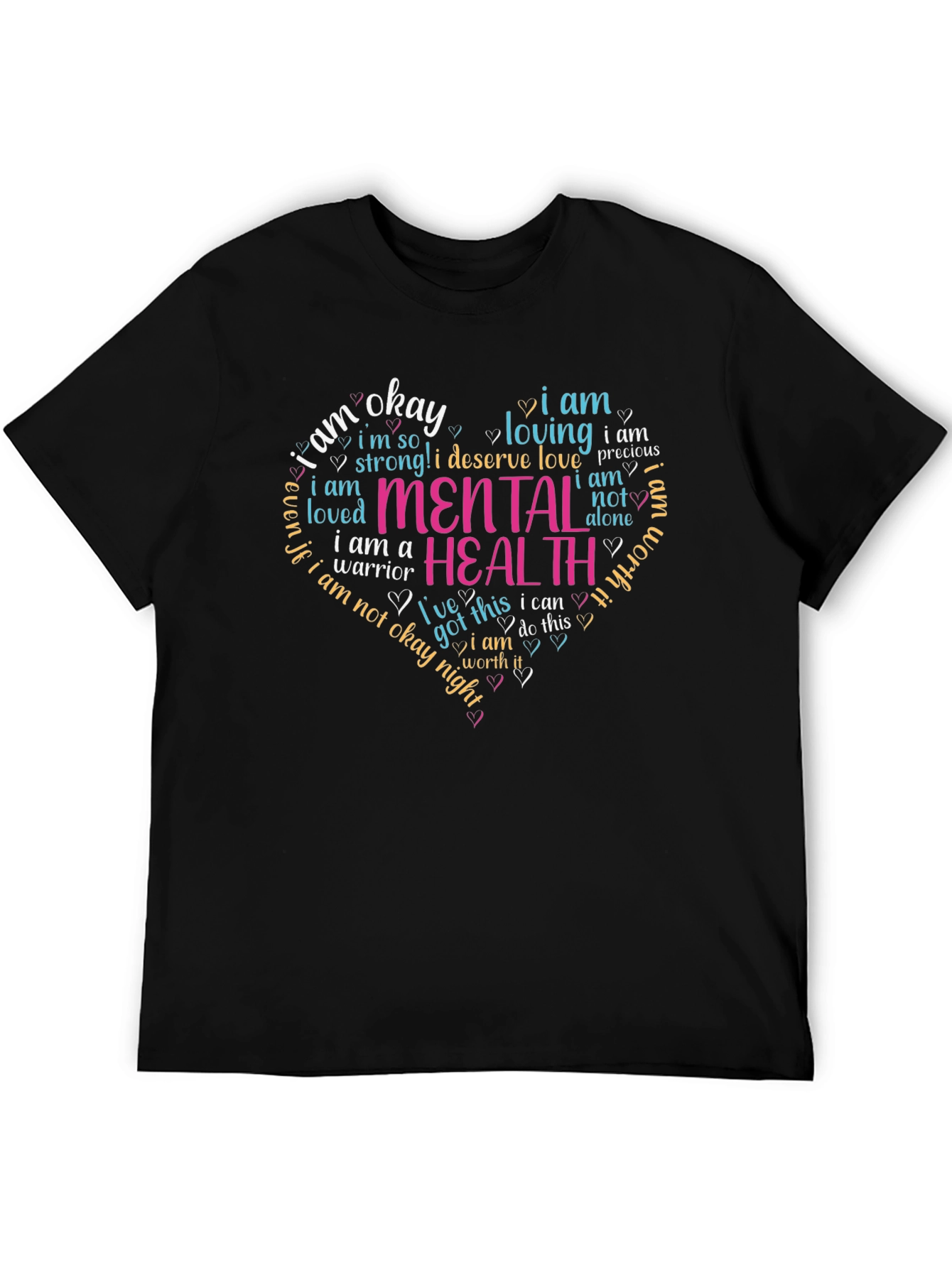 Mental Health Awareness Heart T-Shirt - Black