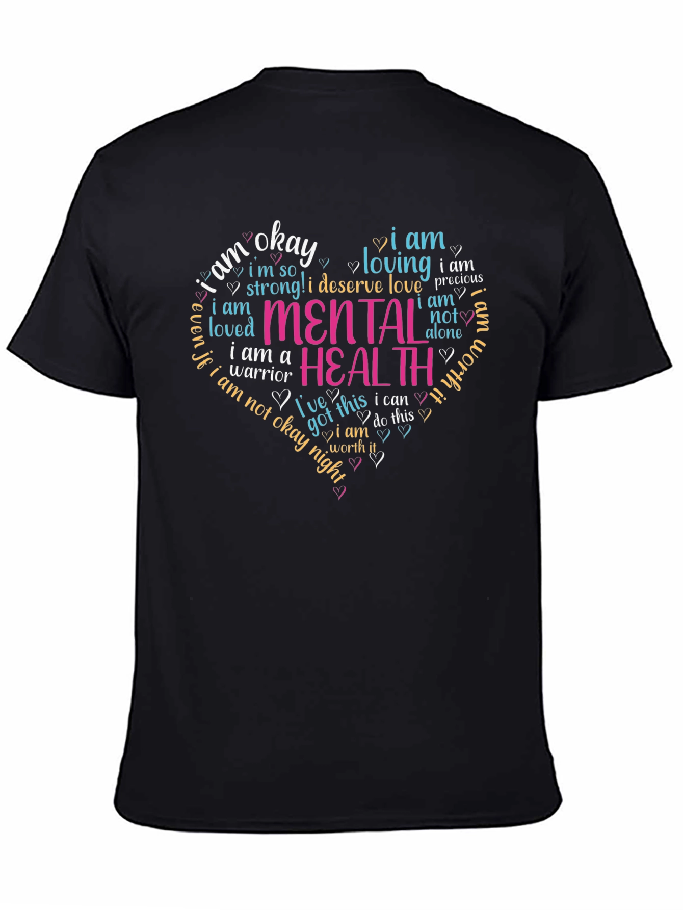 Mental Health Awareness Heart T-Shirt - Black