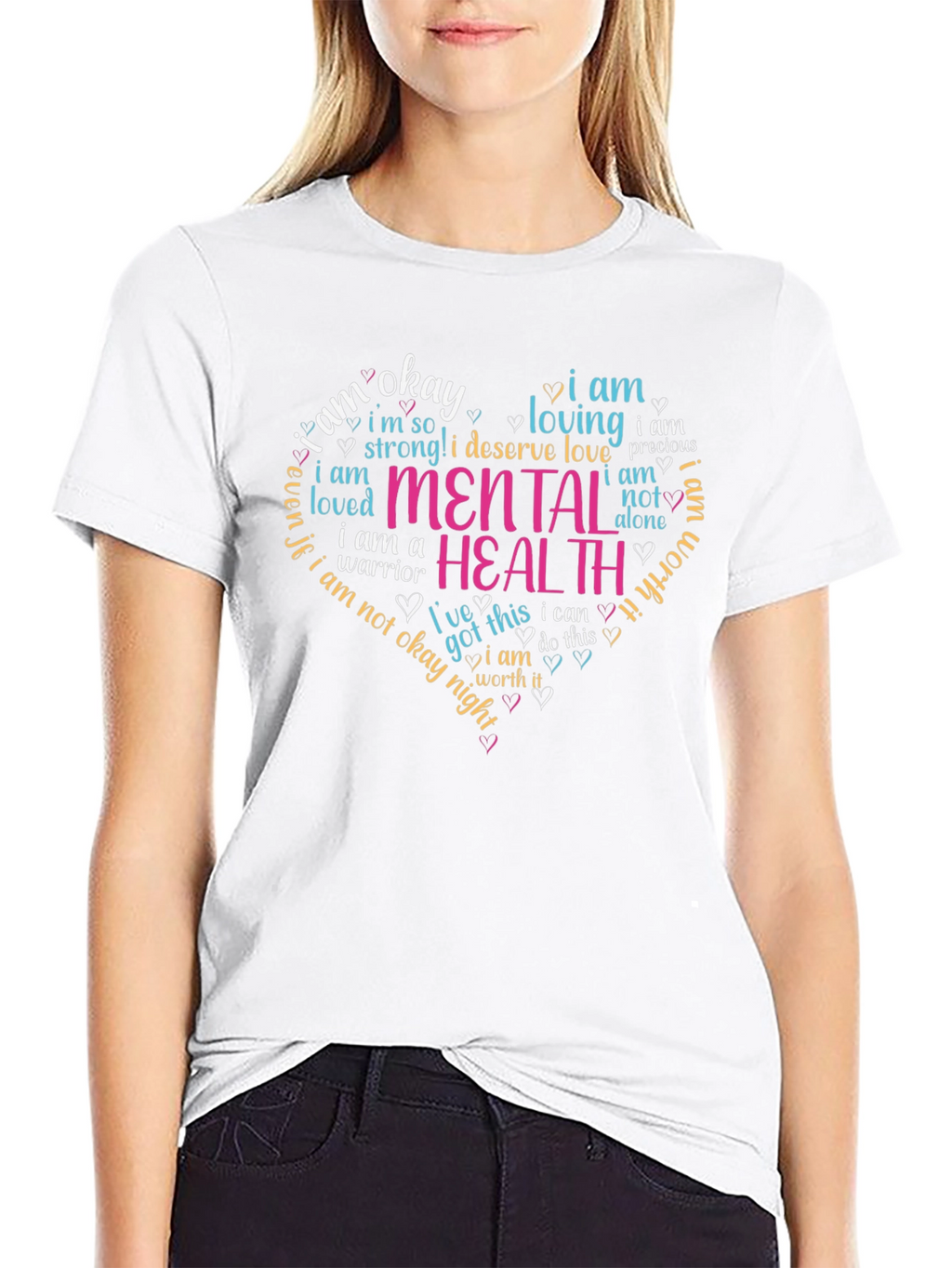 Mental Health Awareness Heart T-Shirt - Black