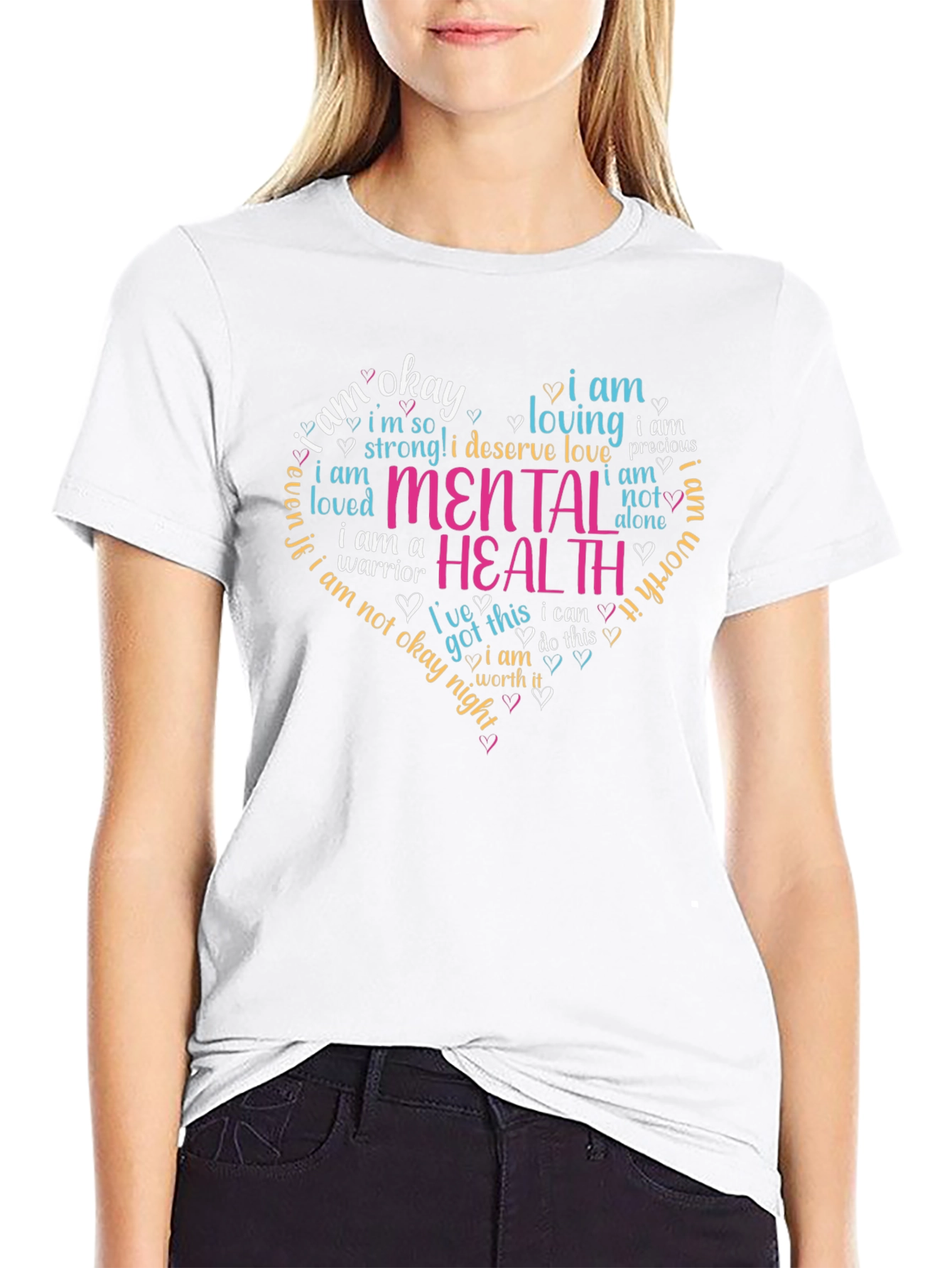 Mental Health Awareness Heart T-Shirt - Black