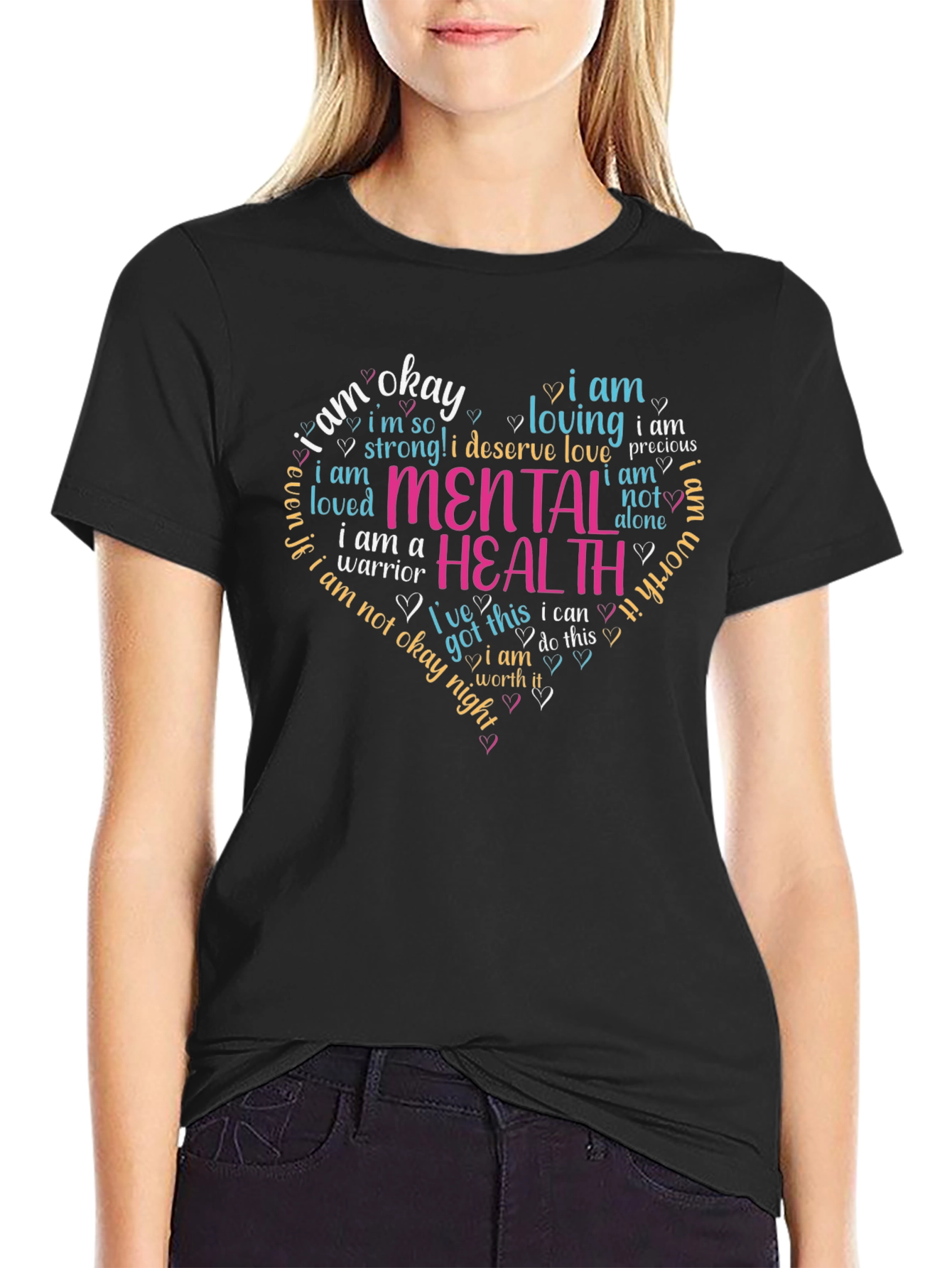 Mental Health Awareness Heart T-Shirt - Black