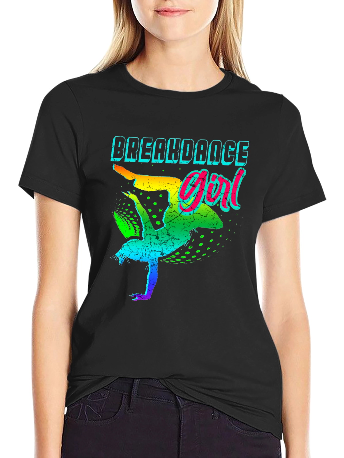 Breakdance Girl Graphic Tee - Retro 80s Style