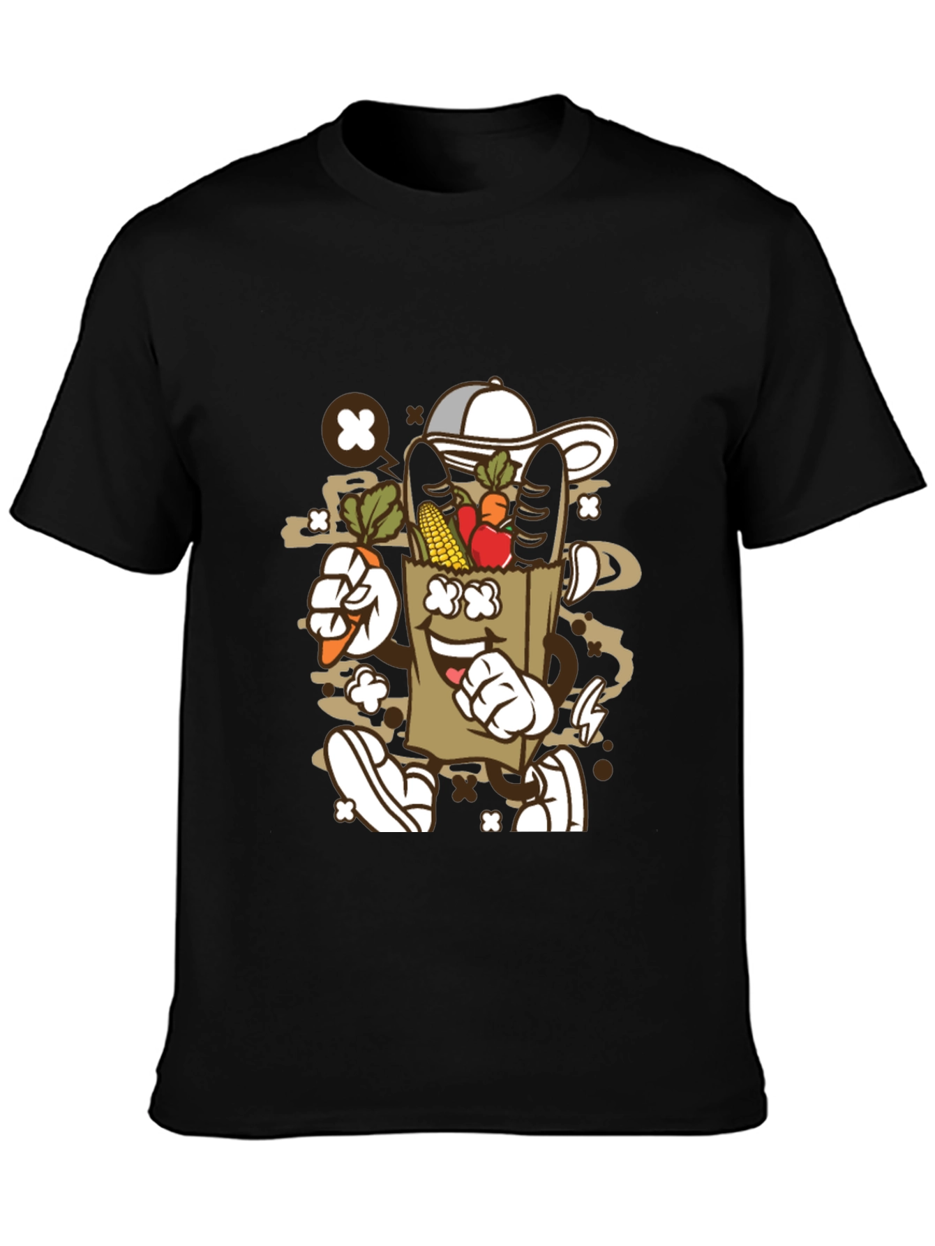 Groovy Grocery Bag Cartoon T-Shirt
