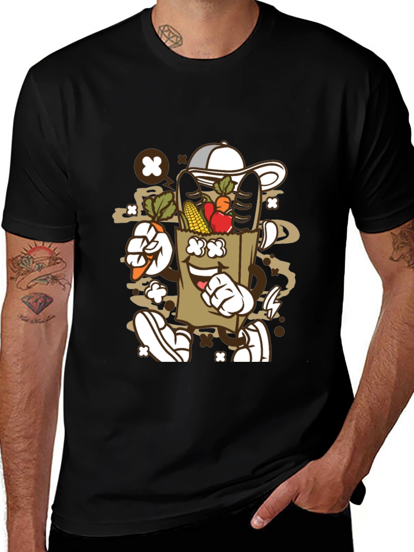 Groovy Grocery Bag Cartoon T-Shirt