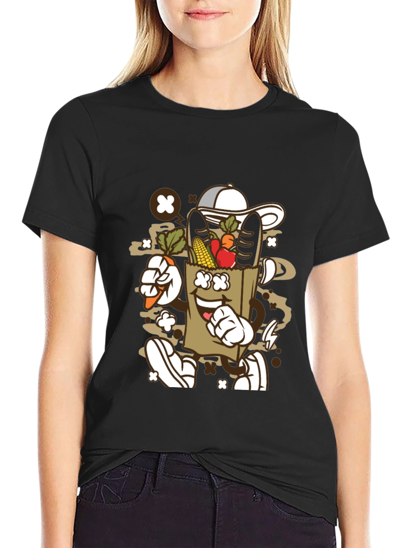 Groovy Grocery Bag Cartoon T-Shirt