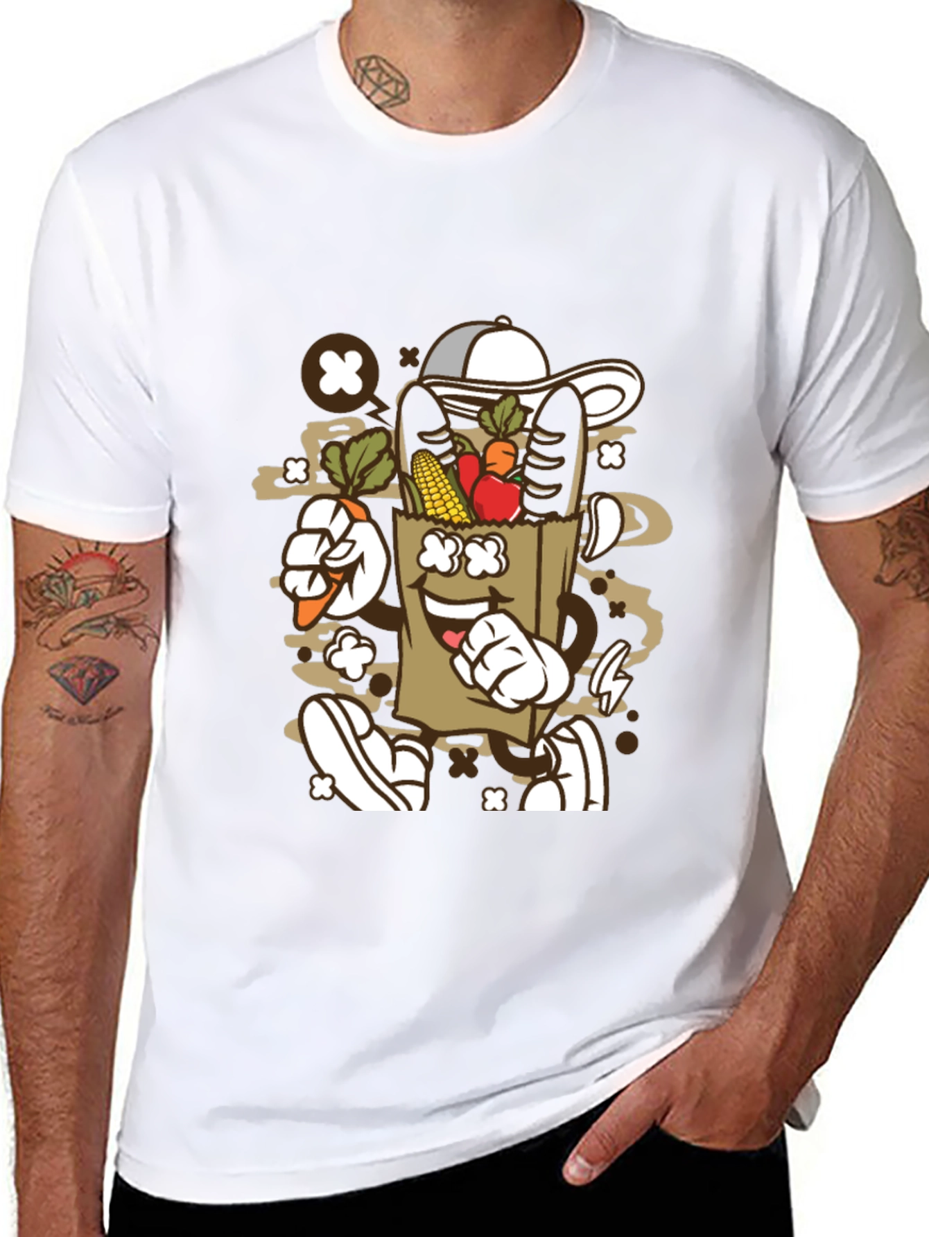 Groovy Grocery Bag Cartoon T-Shirt